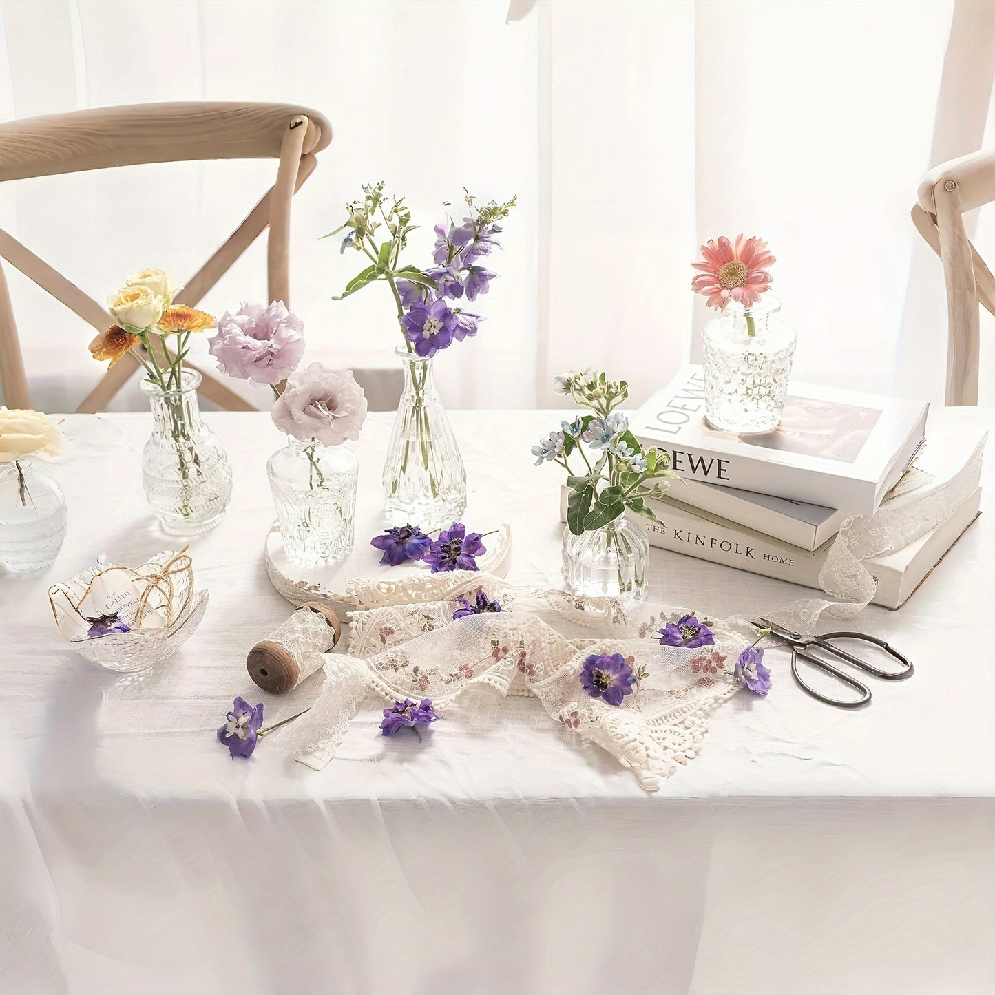 10er-Set Mini-Knospenvasen „Boho Glimmer“ – Kleine Glasvasen in Transparent, Blau, Grün & Bernstein, Längliche Form für Hochzeit & Tischdekoration