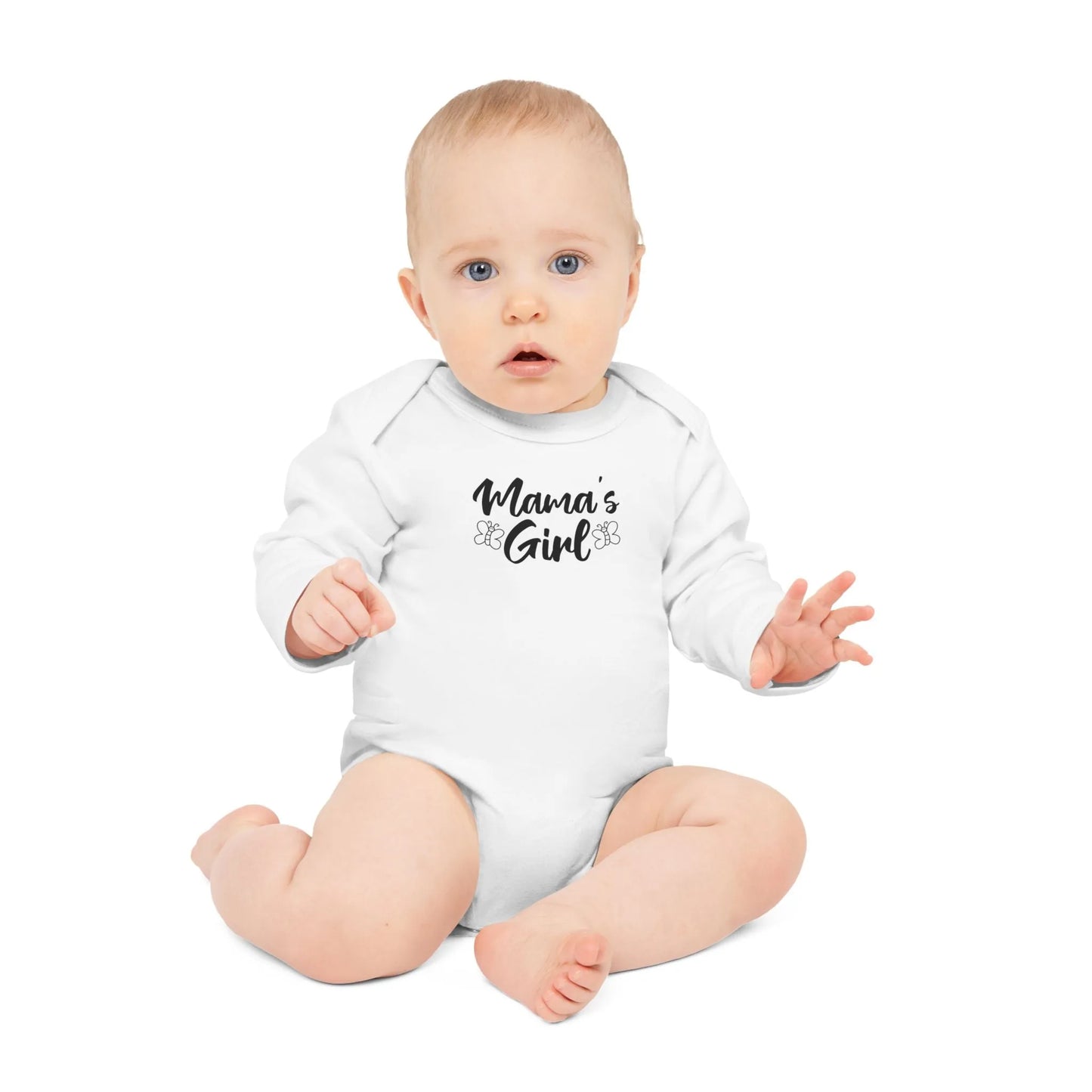Langarm Baby und Kinder Bio Body mit Spruch "Mama´s Girl" - Unisex Bodysuit mit Aufdruck für Neugeborene und Kleinkinder - 100% Bio Baumwolle, 200 g/m², bis 18 Monate bzw. 86cm - mehrere Farben und Größen -