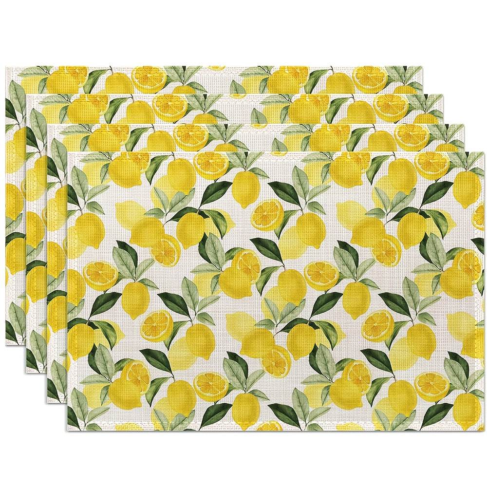happy-prints.eu - 4-teiliges Zitronen Platzset – waschbare, hitzebeständige Tischsets mit frischem Design - Sommer-Feeling pur