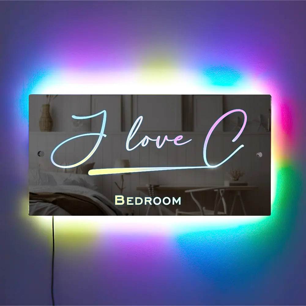 happy-prints.eu - Personalisierter Namensspiegel mit LED-Beleuchtung - änderbares Licht - ein cooles Geschenk für besondere Menschen - 3 Größen
