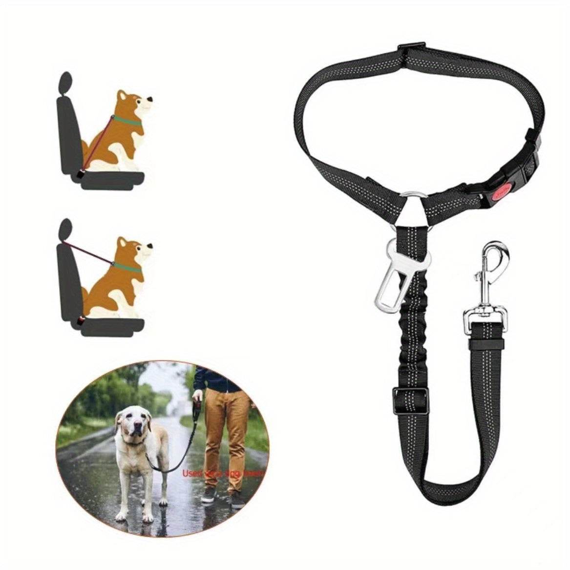 happy-prints.eu - Verstellbarer 2-in-1 Hunde-Autositzgurt & -Geschirr für sichere und komfortable Reisen