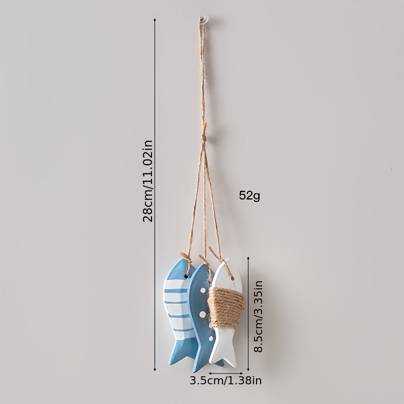 3er-Set süße sommerliche Holzfisch-Deko zum Aufhängen (8,5cm groß) – maritime Fische mit Seil für mediterranes Sommerflair