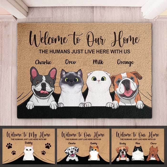 happy-prints.eu - Personalisierte Fußmatte mit lustigem Spruch, Hunde und Katzen – Tiere, Motive, Name und Text ganz leicht änderbar