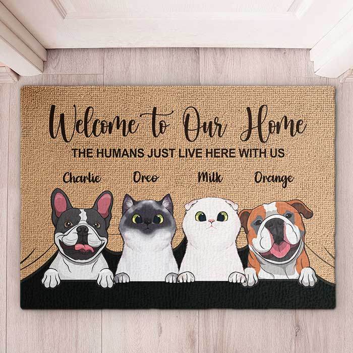 happy-prints.eu - Personalisierte Fußmatte mit lustigem Spruch, Hunde und Katzen – Tiere, Motive, Name und Text ganz leicht änderbar