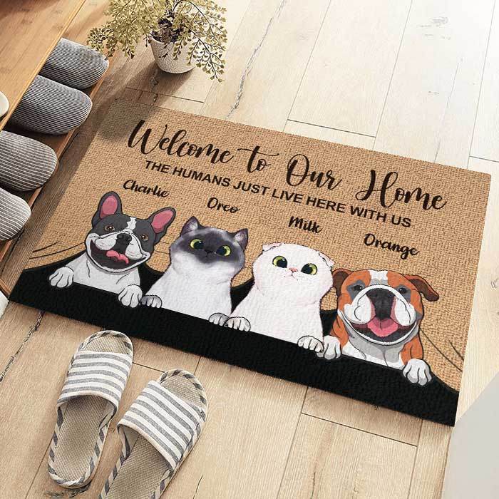 happy-prints.eu - Personalisierte Fußmatte mit lustigem Spruch, Hunde und Katzen – Tiere, Motive, Name und Text ganz leicht änderbar