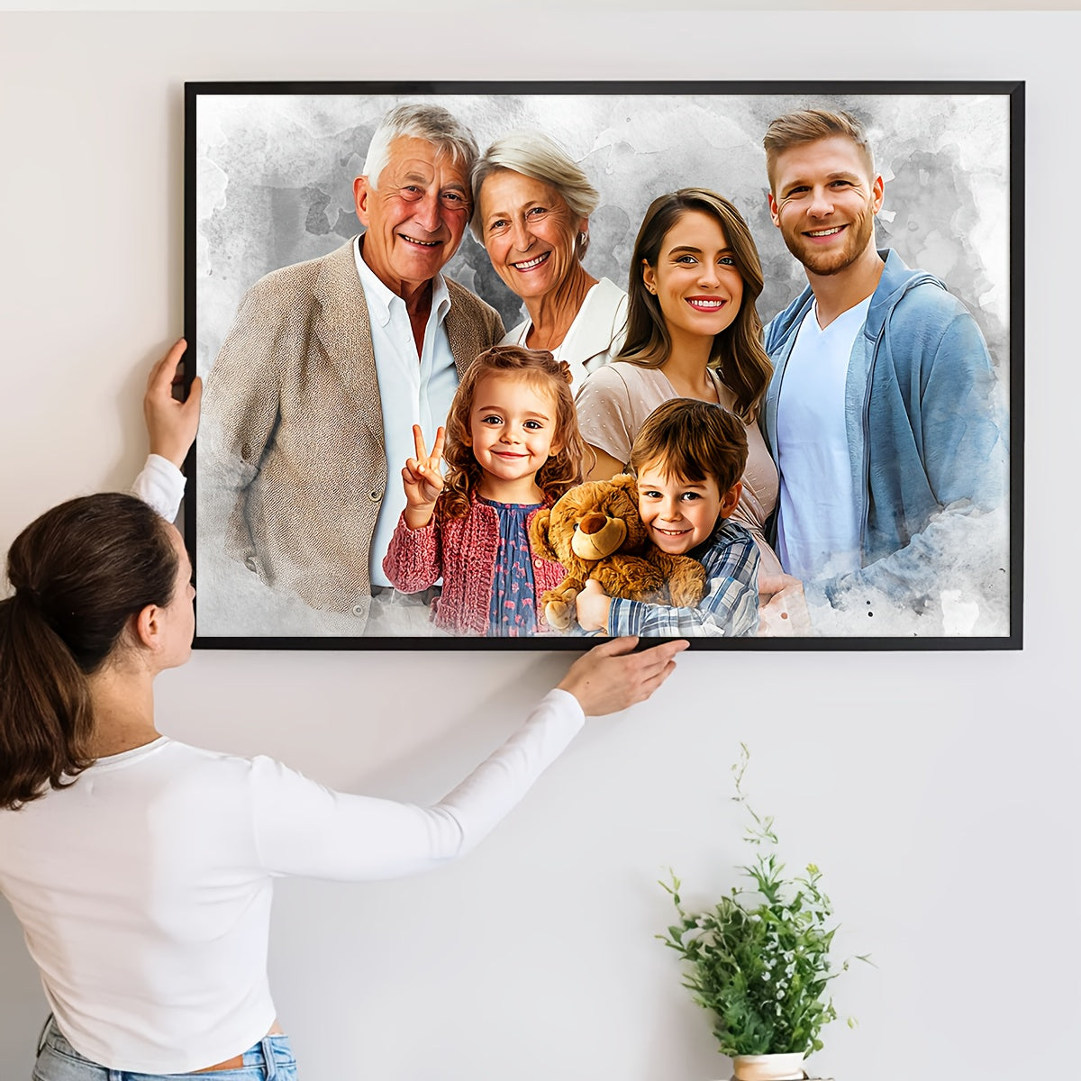 Personalisiertes Aquarellbild mit geliebten Menschen / der Familie – individuelles Familienporträt aus verschiedenen Fotos - in verschiedenen Größen - lade hier Deine Fotos hoch
