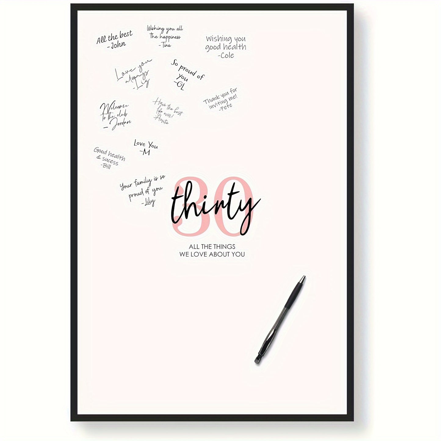 Personalisiertes Poster zum 30. Geburtstag – "All the Things We Love About You" – Ein Geschenk voller Herz auf ungerahmter Leinwand