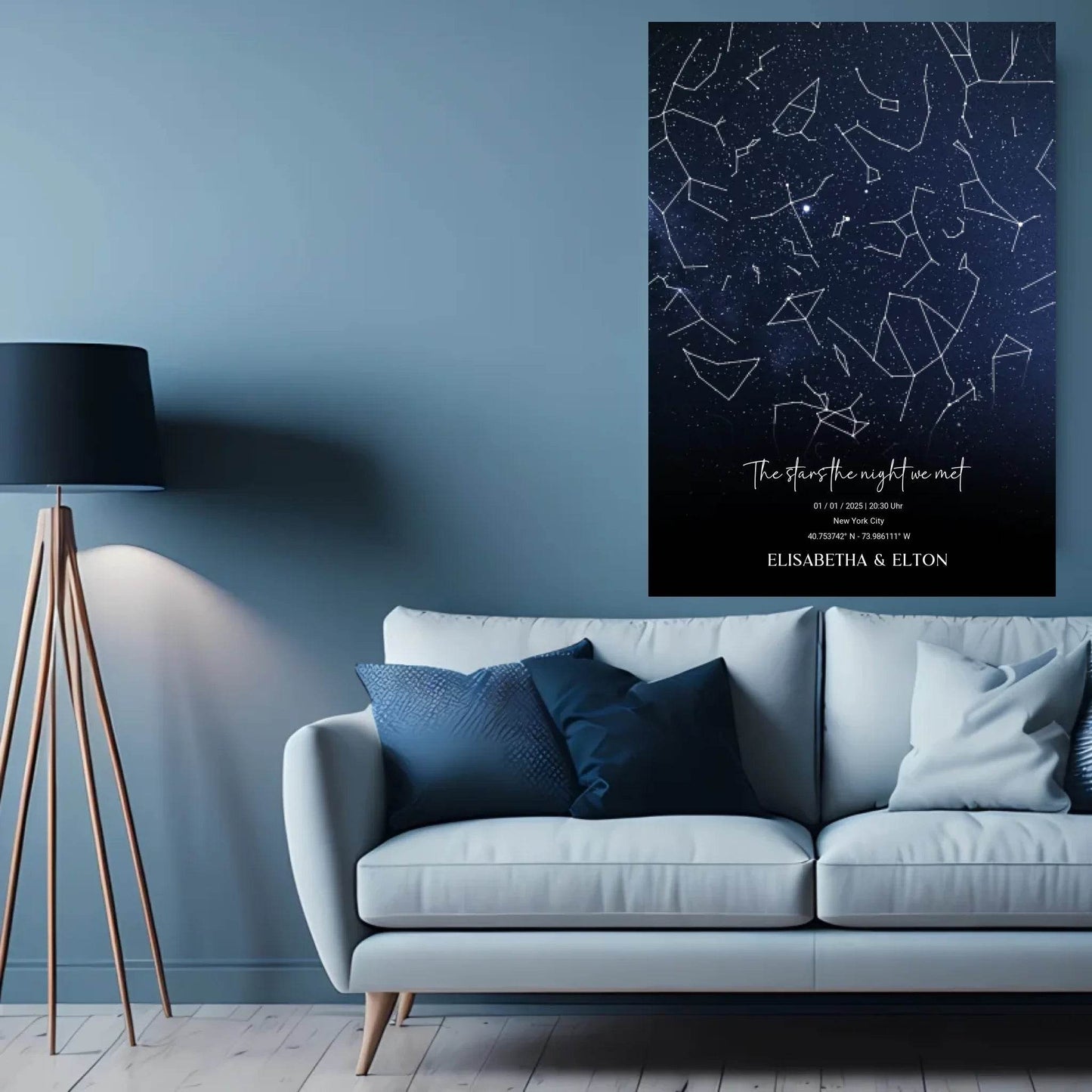 happy-prints.eu - Personalisierte individuelle Sternenkarte mit Name, Datum und Ort - als Poster oder mit Rahmen