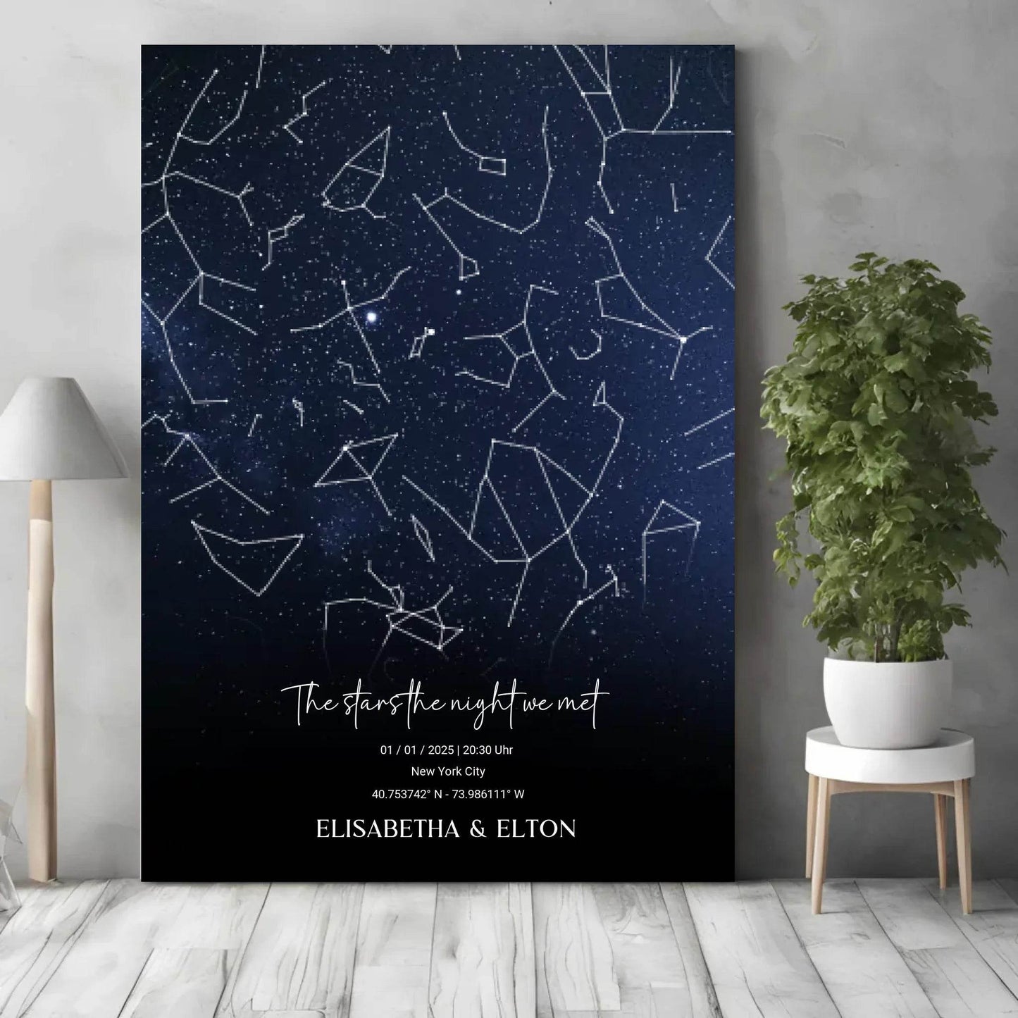 happy-prints.eu - Personalisierte individuelle Sternenkarte mit Name, Datum und Ort - als Poster oder mit Rahmen