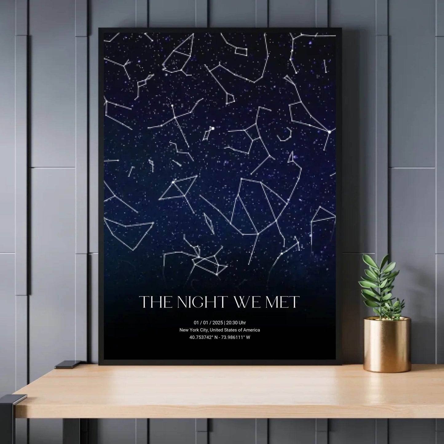 happy-prints.eu - Personalisierte Nacht Sternenkarte mit blau und schwarz - verschiedene Größen für Poster oder mit Rahmen