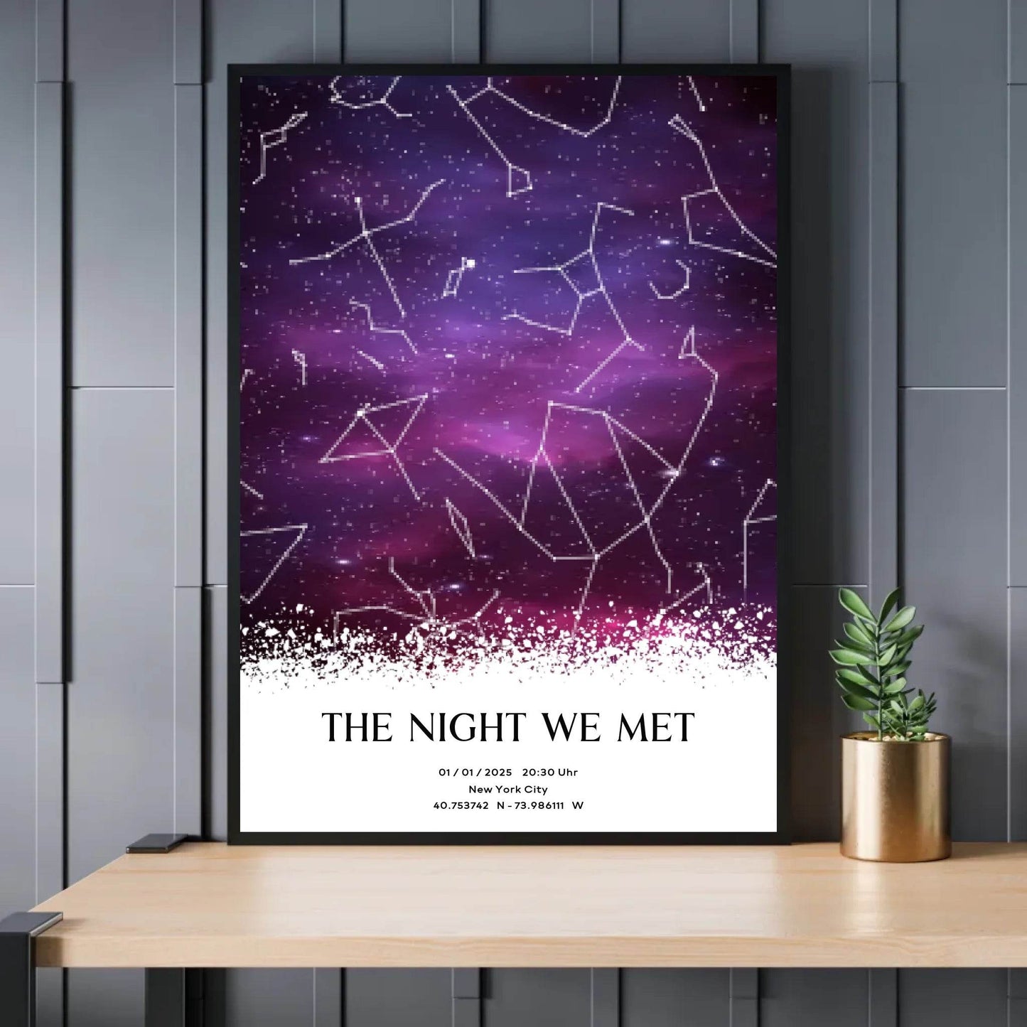 happy-prints.eu - Personalisierte Sternenkarte mit lila, pink, schwarz und weiß