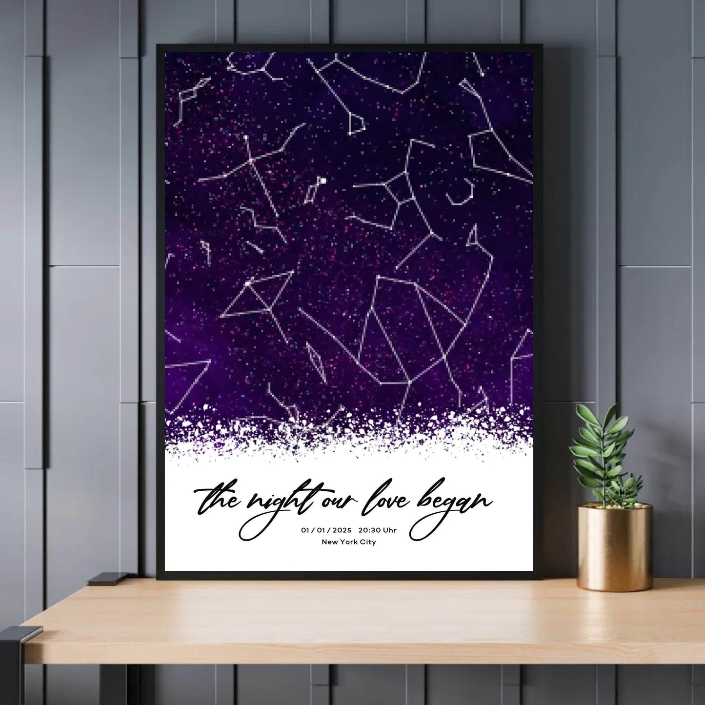 happy-prints.eu - Personalisierte Sternenkarte mit Sternenhimmel in lila und schwarz - allover