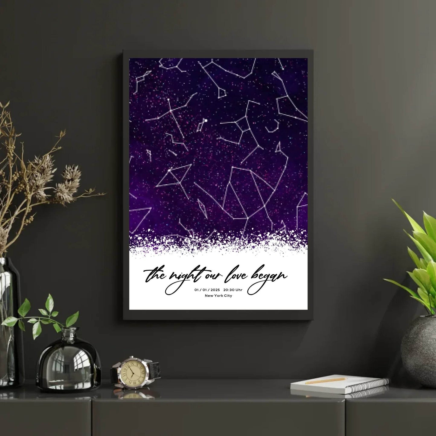 happy-prints.eu - Personalisierte Sternenkarte mit Sternenhimmel in lila und schwarz - allover