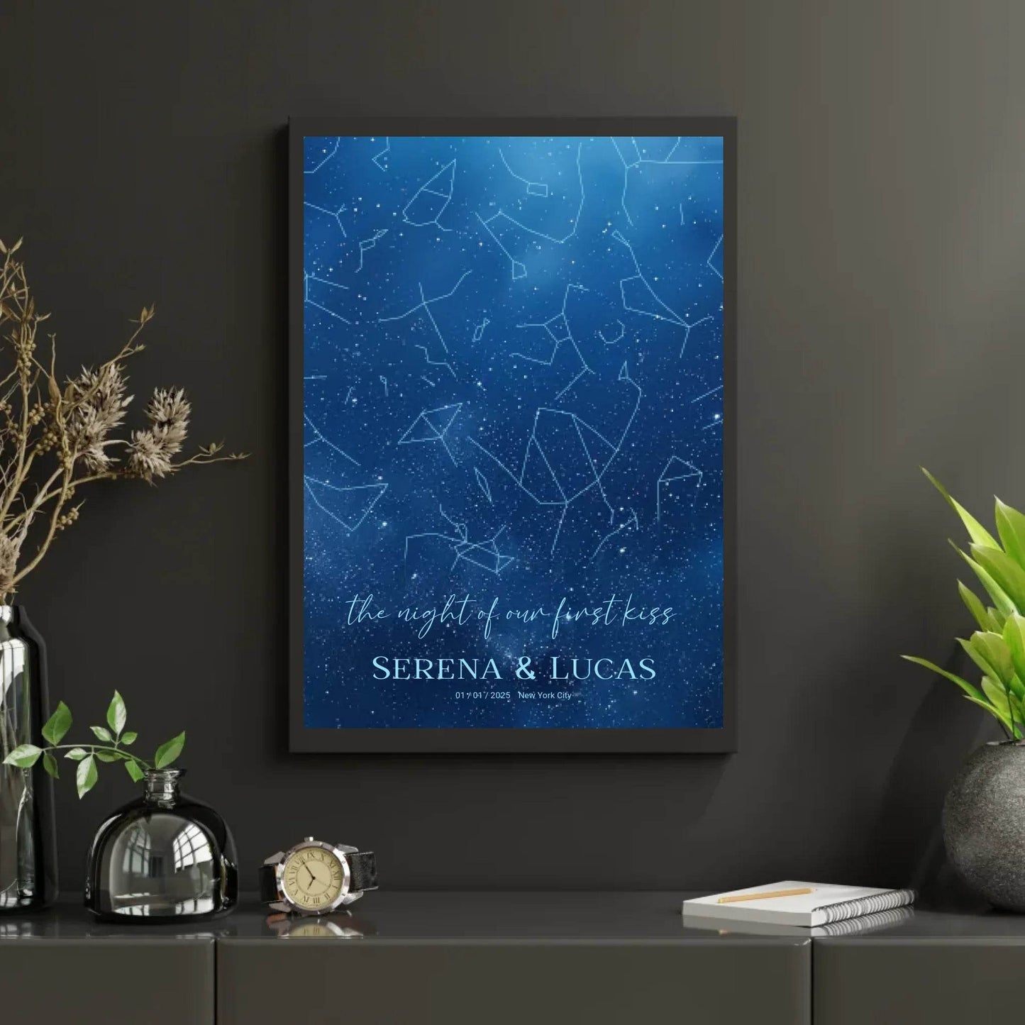 happy-prints.eu - Personalisierte Sternenkarte mit allover Sternenbild in den tollen Farben blau, weiß und navy