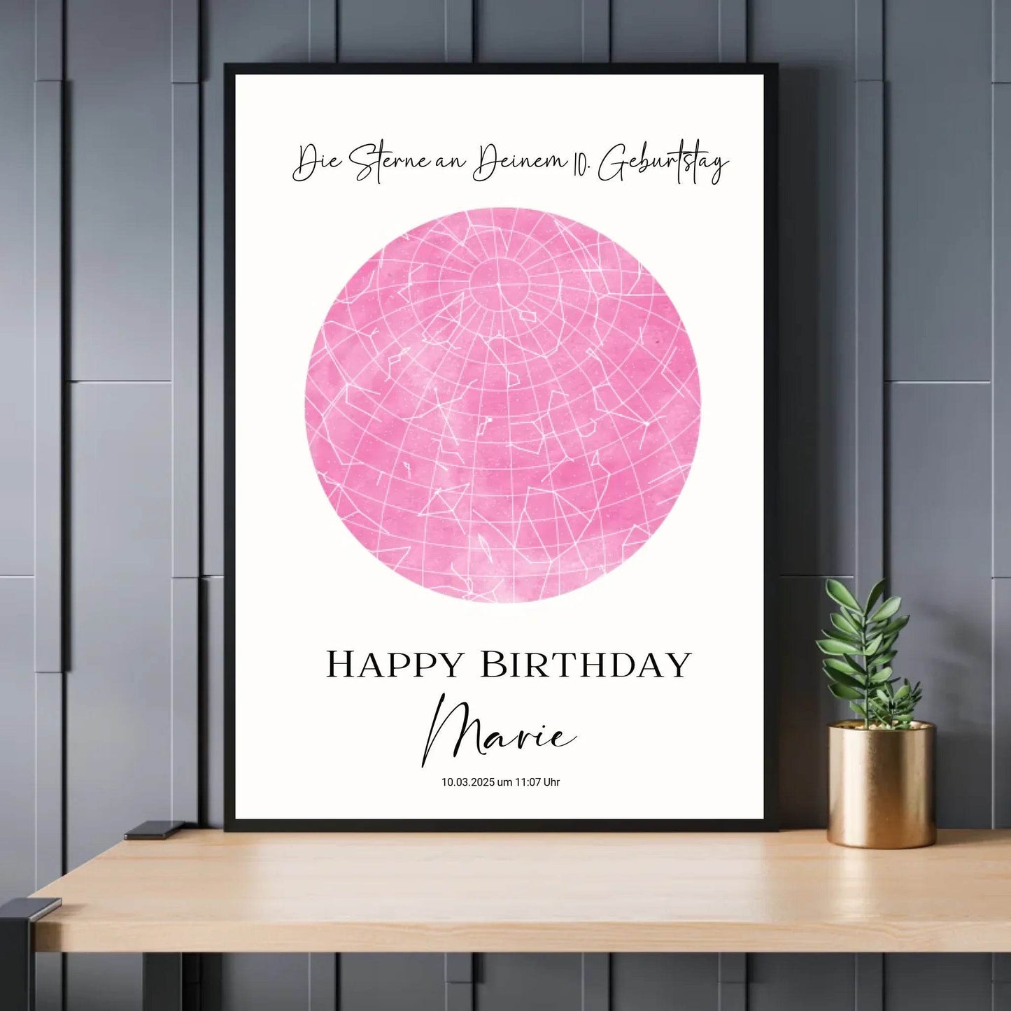 happy-prints.eu - Personalisierte Sternenkarte zum Geburtstag mit 30 auswählbaren Farben - als PDF oder als Poster mit und ohne Rahmen