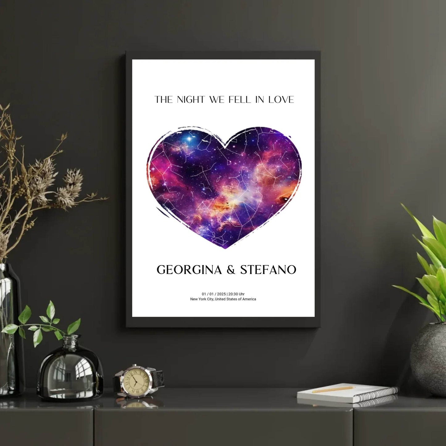 happy-prints.eu - Personalisierte Sternenkarte mit Herz auf weiß