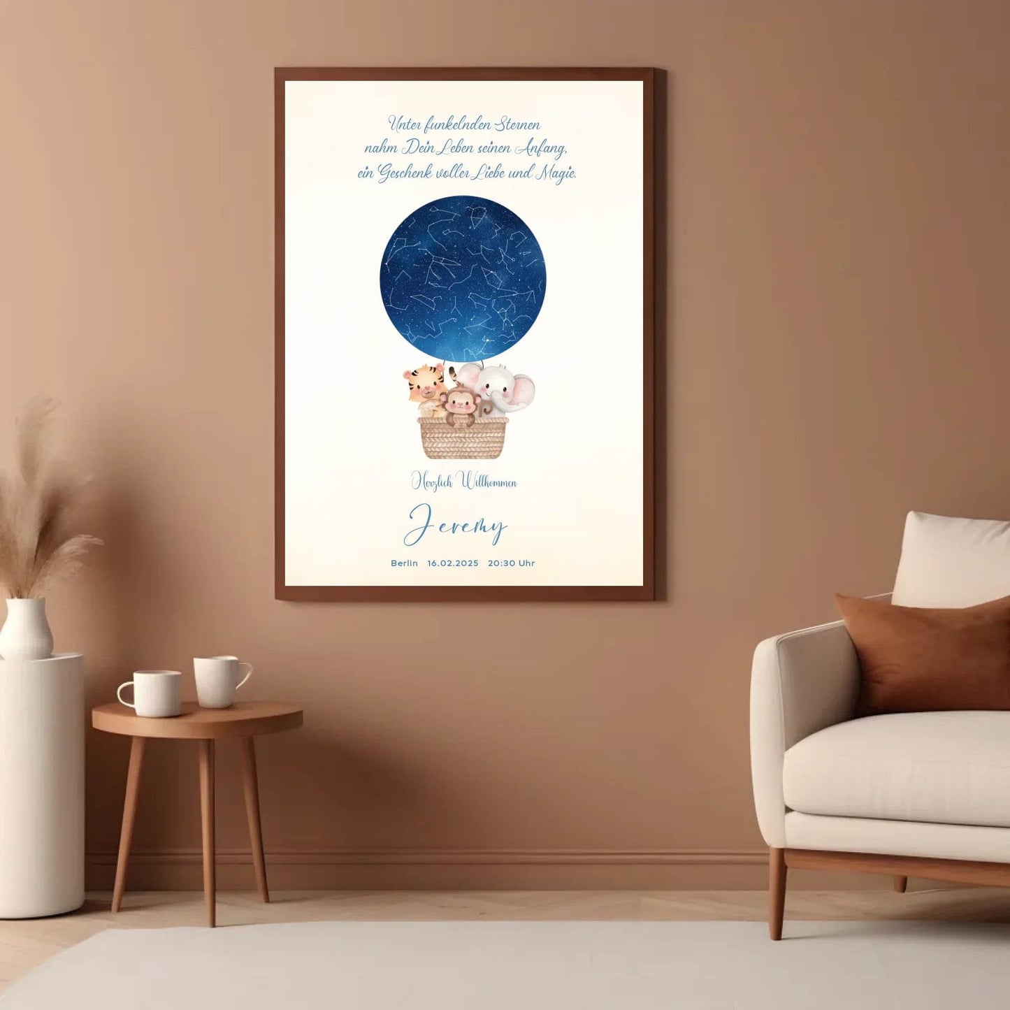 happy-prints.eu - Personalisiertes Sternebild mit Heißluftballon im Sternenhimmel