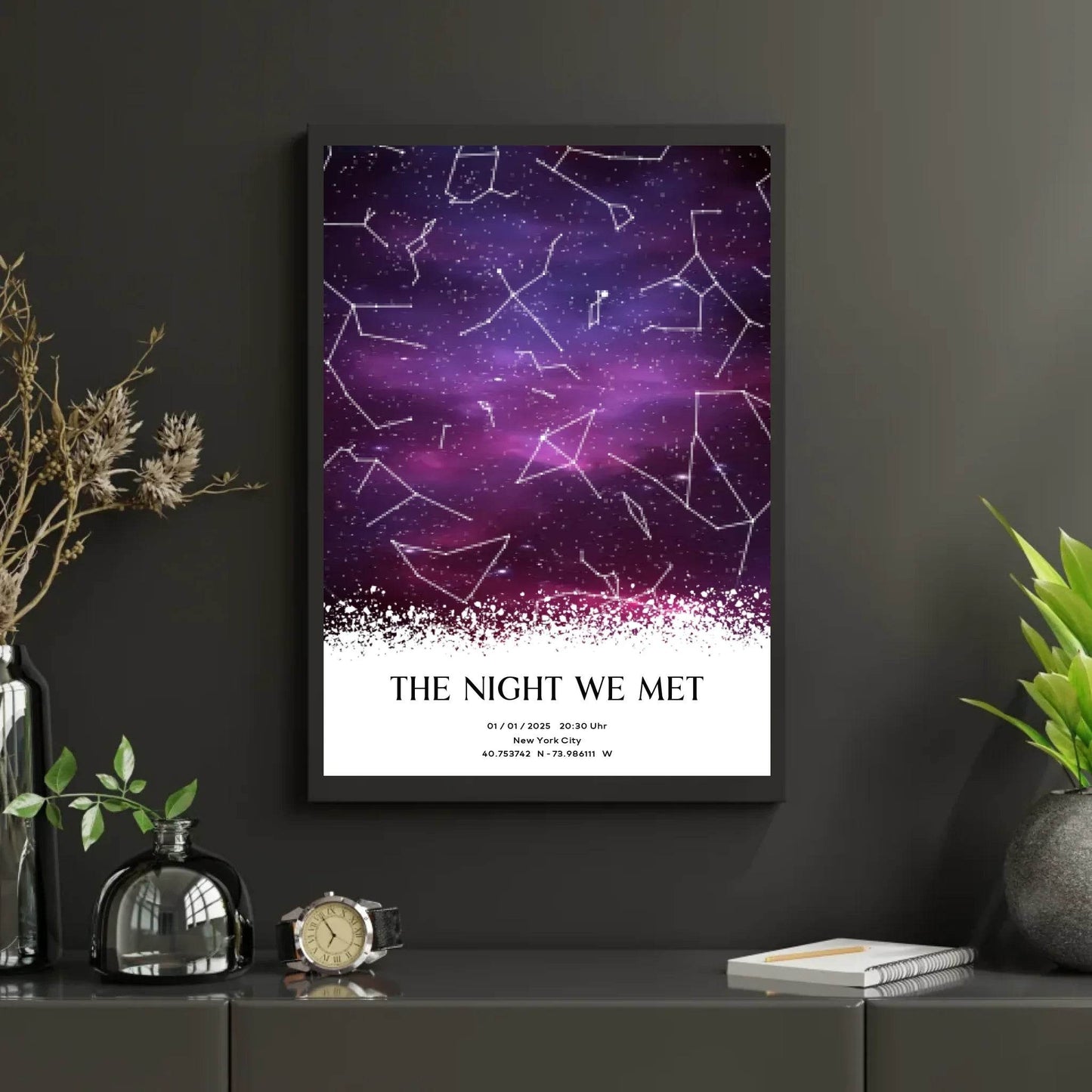 happy-prints.eu - Personalisierte Sternenkarte mit lila, pink, schwarz und weiß