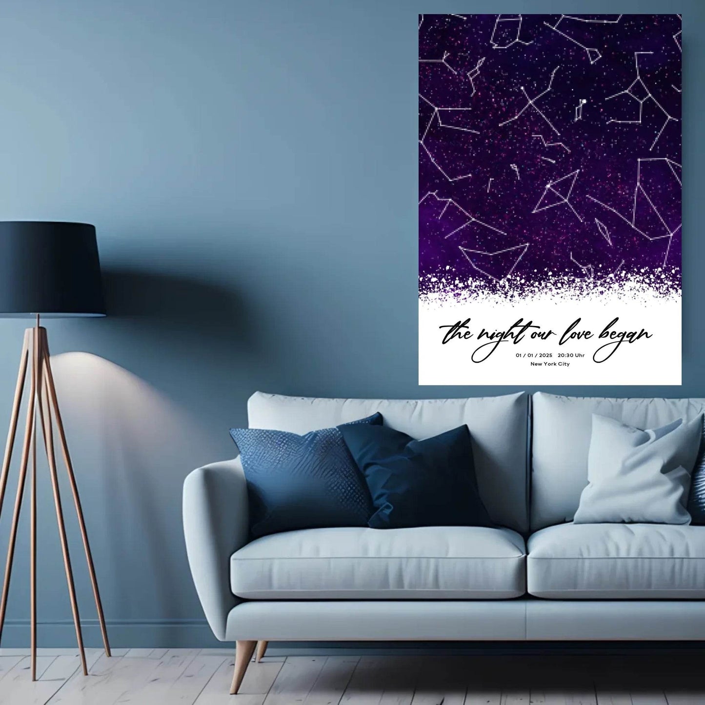 happy-prints.eu - Personalisierte Sternenkarte mit Sternenhimmel in lila und schwarz - allover