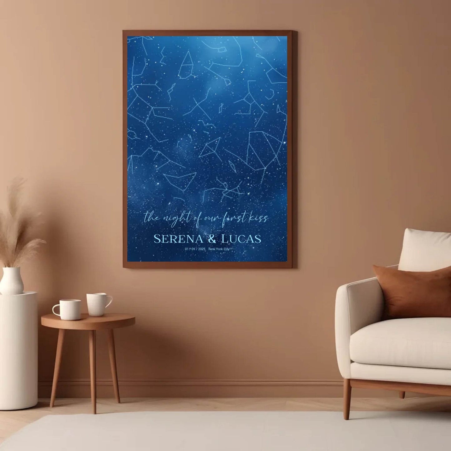 happy-prints.eu - Personalisierte Sternenkarte mit allover Sternenbild in den tollen Farben blau, weiß und navy