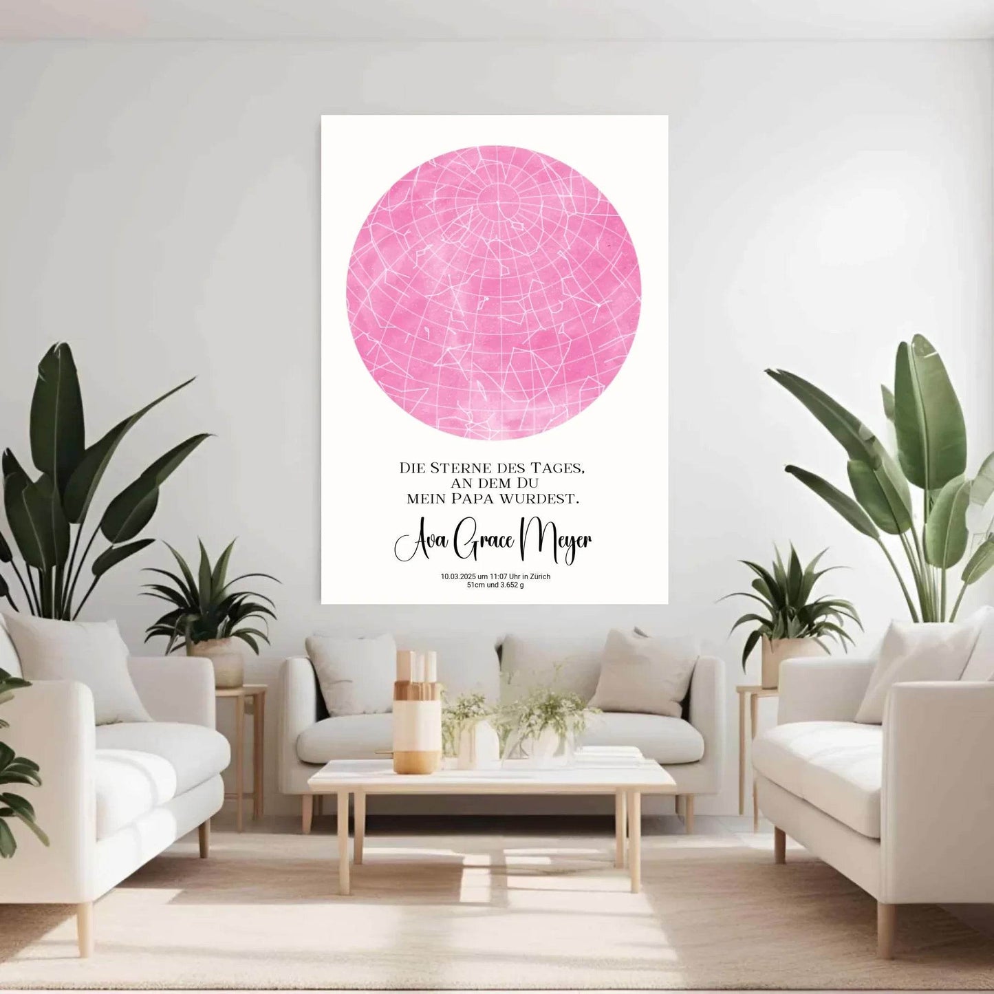 happy-prints.eu - Personalisierte Sternenkarte zur Geburt auf hellem beige - Sterne an dem Tag, als Du mein Papa wurdest - 30 Farben zur Wahl