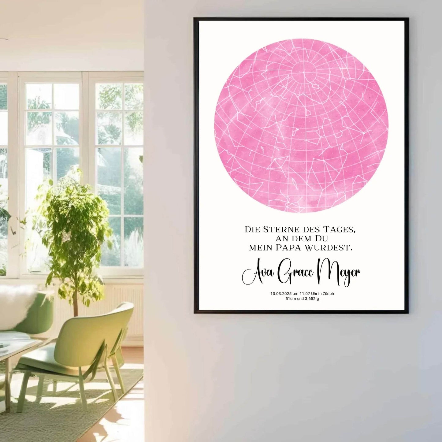 happy-prints.eu - Personalisierte Sternenkarte zur Geburt auf hellem beige - Sterne an dem Tag, als Du mein Papa wurdest - 30 Farben zur Wahl