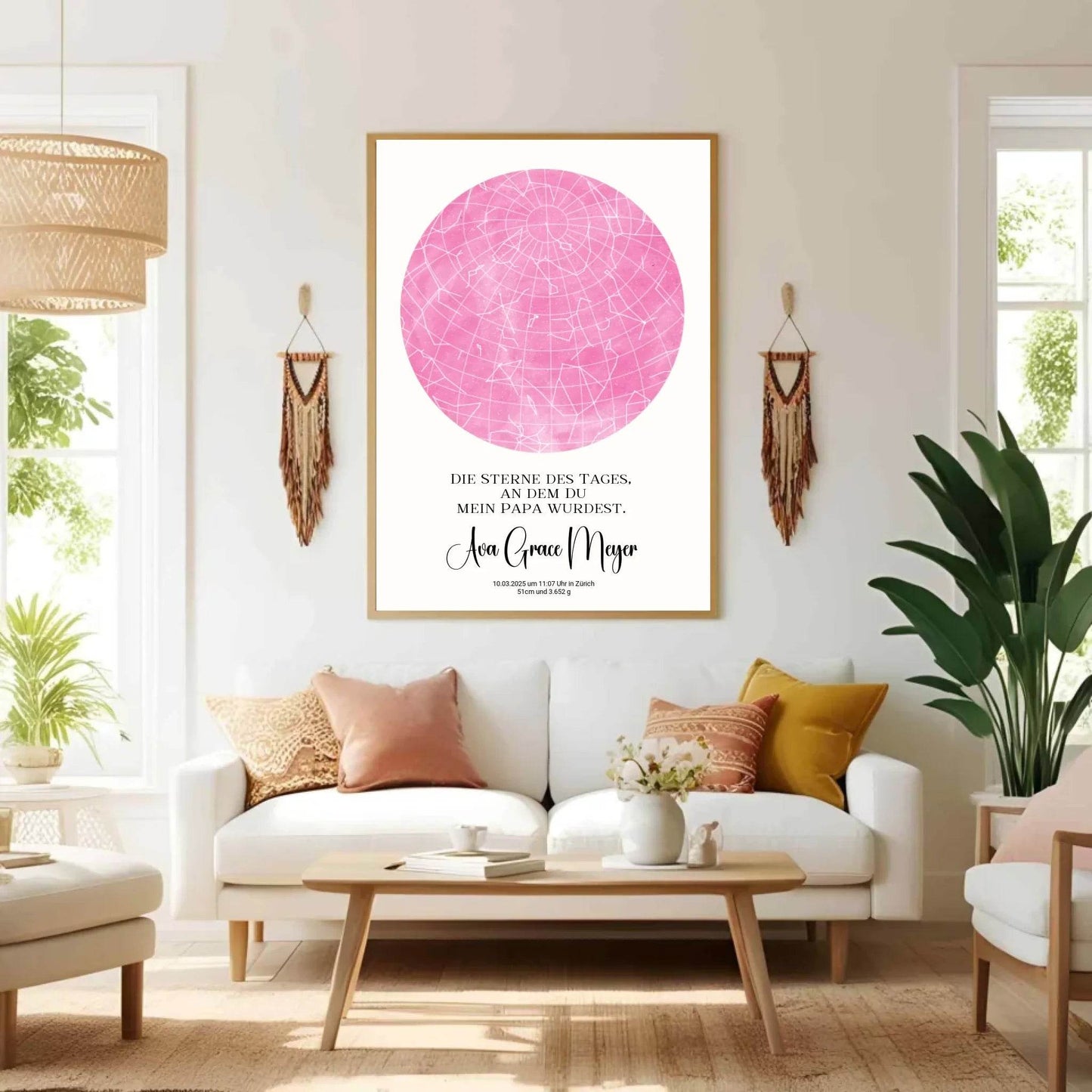 happy-prints.eu - Personalisierte Sternenkarte zur Geburt auf hellem beige - Sterne an dem Tag, als Du mein Papa wurdest - 30 Farben zur Wahl