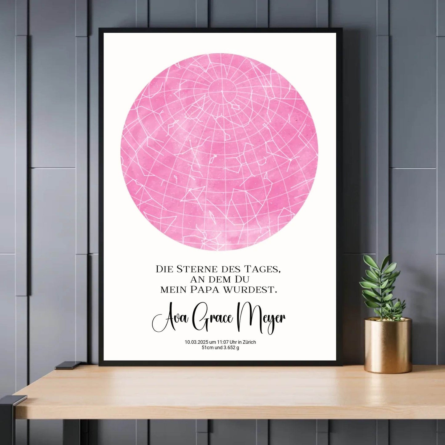 happy-prints.eu - Personalisierte Sternenkarte zur Geburt auf hellem beige - Sterne an dem Tag, als Du mein Papa wurdest - 30 Farben zur Wahl