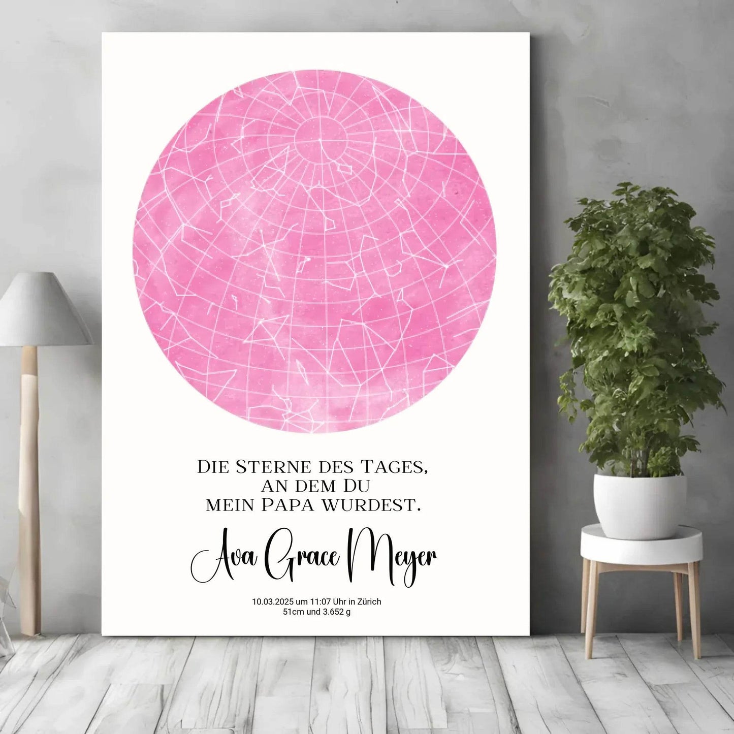 happy-prints.eu - Personalisierte Sternenkarte zur Geburt auf hellem beige - Sterne an dem Tag, als Du mein Papa wurdest - 30 Farben zur Wahl