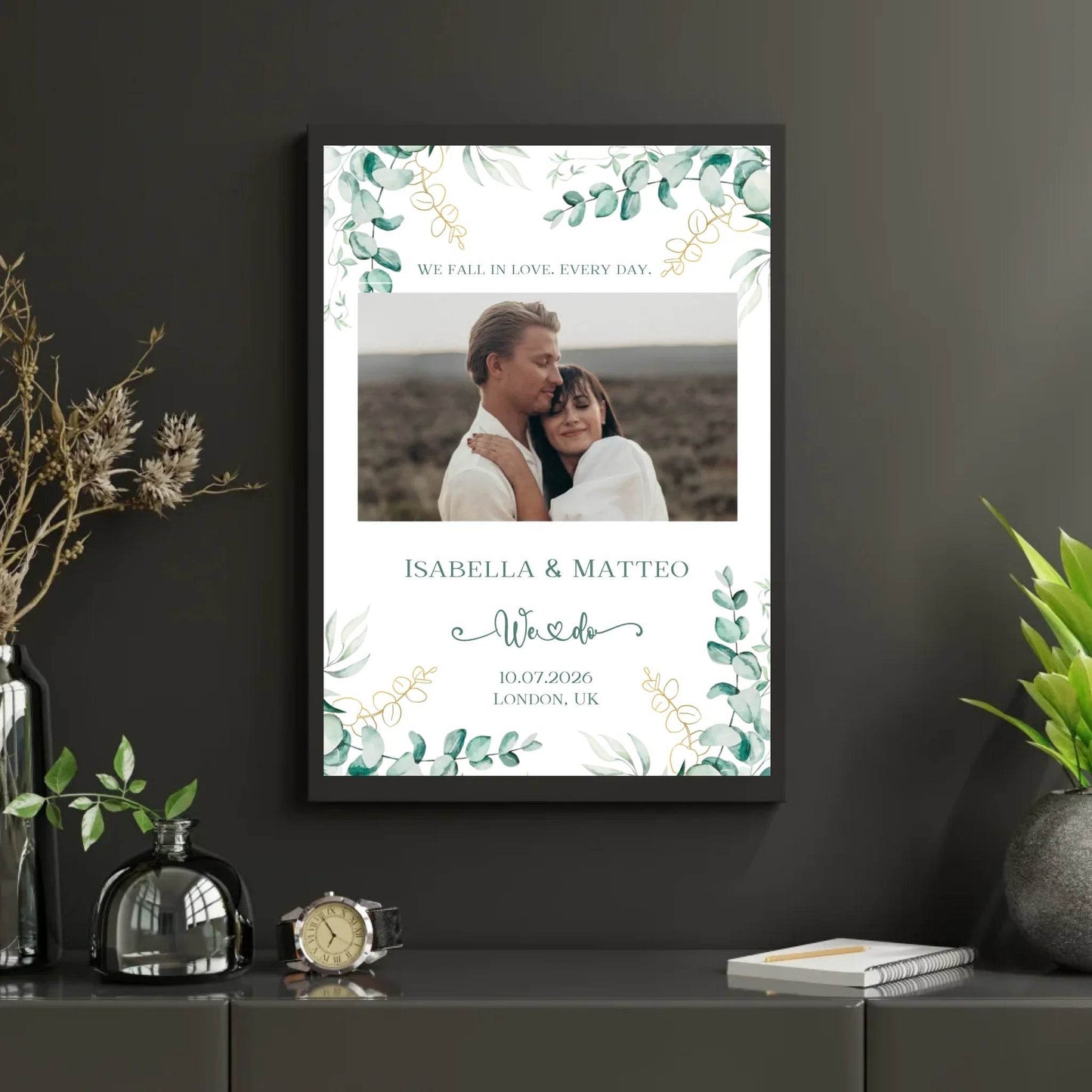 happy-prints.eu - Personalisiertes Poster zur Hochzeit - We fall in love. Every day - mit eigenem Bild und persönlichen Daten