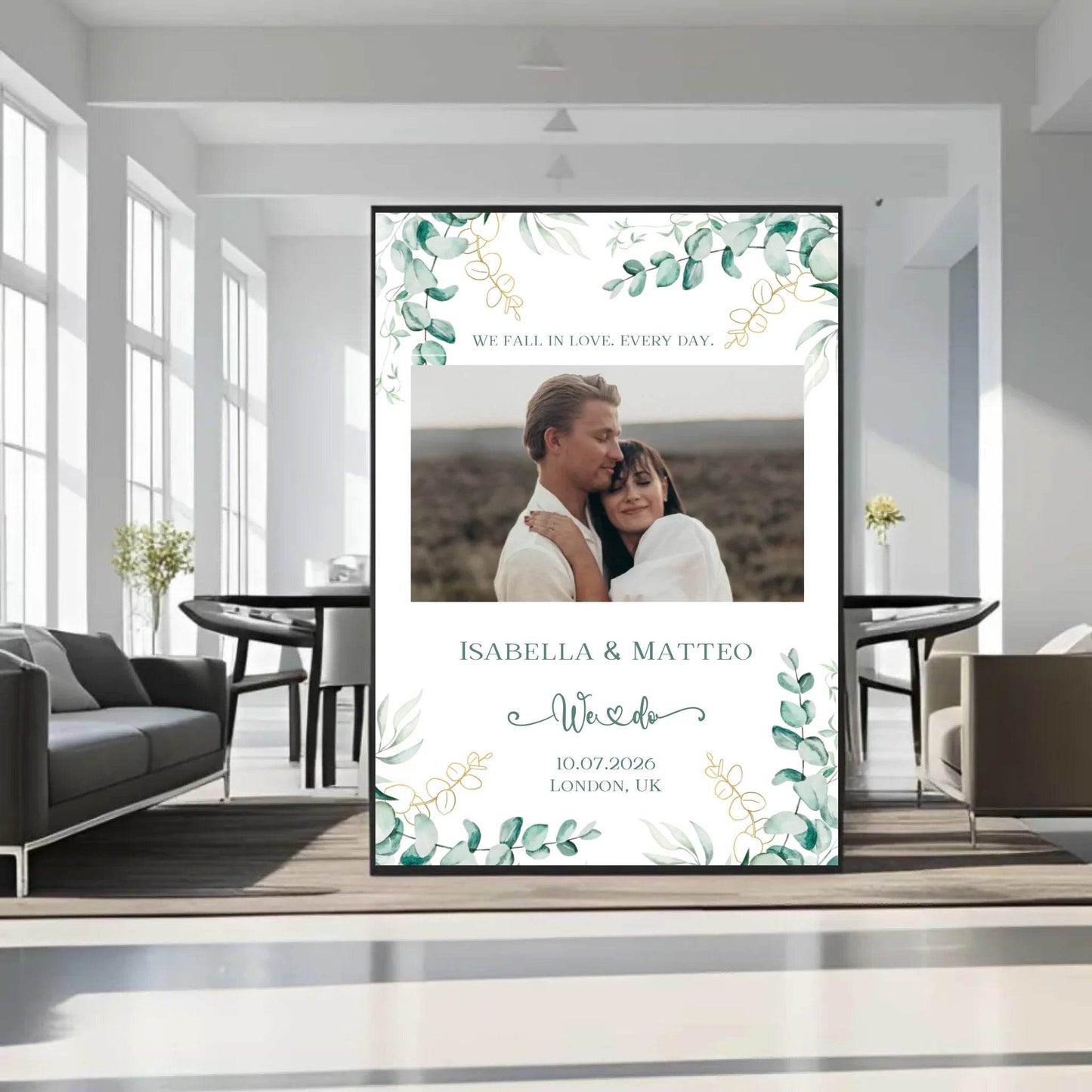 happy-prints.eu - Personalisiertes Poster zur Hochzeit - We fall in love. Every day - mit eigenem Bild und persönlichen Daten