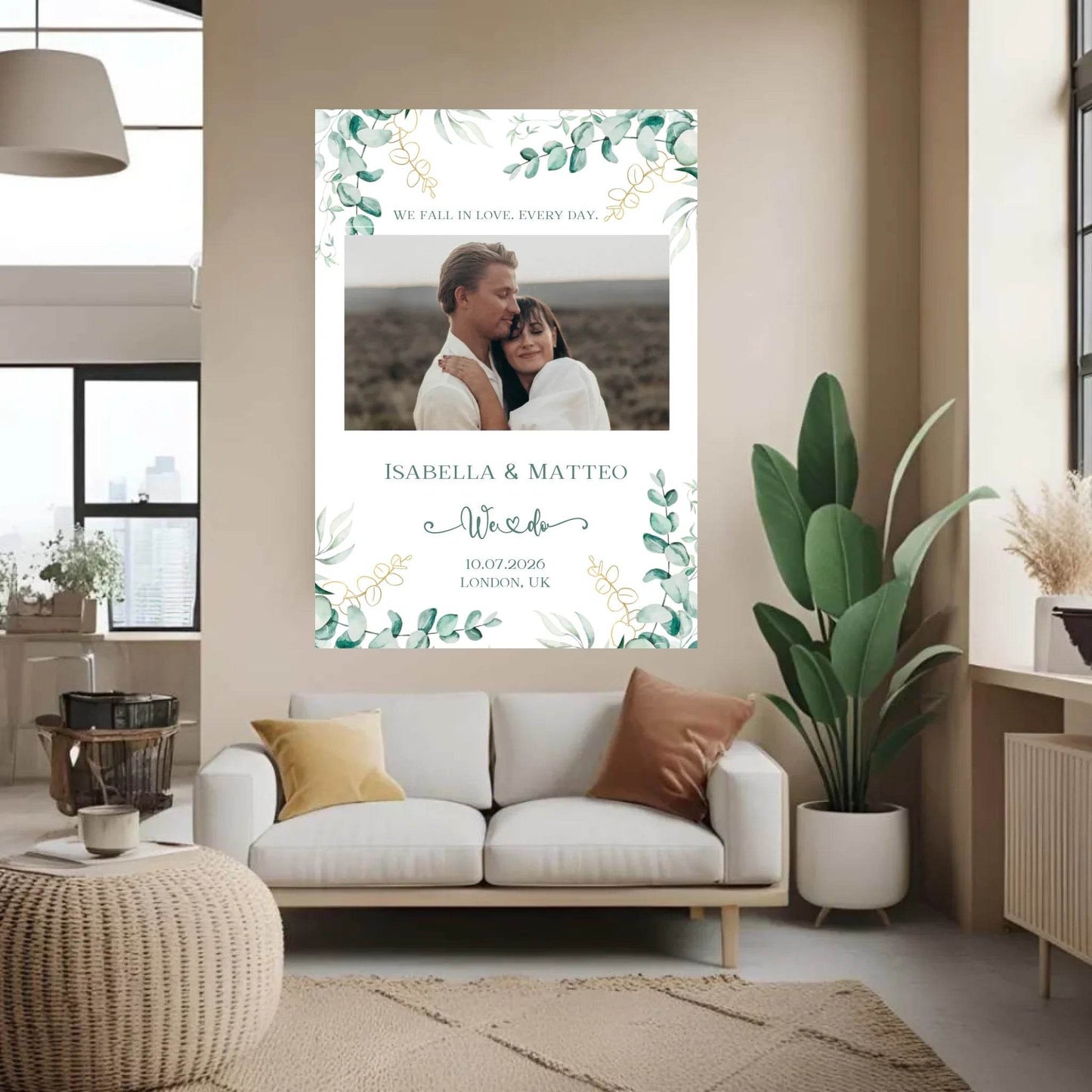happy-prints.eu - Personalisiertes Poster zur Hochzeit - We fall in love. Every day - mit eigenem Bild und persönlichen Daten