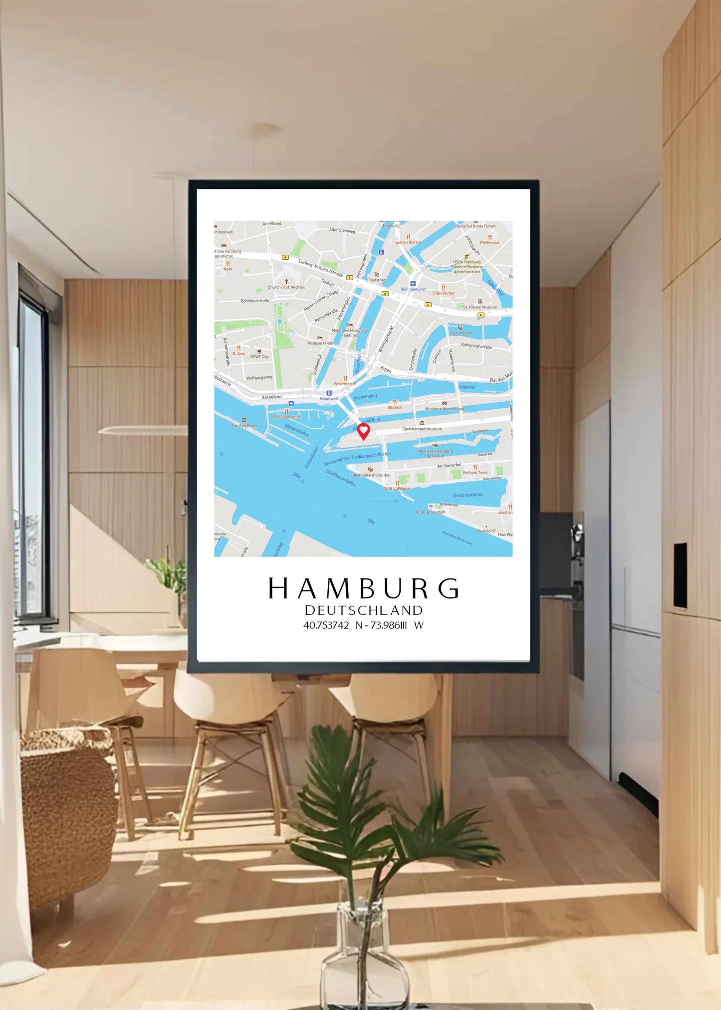 Personalisierte Straßenkarte mit Stadt, Land und Koordinaten -
