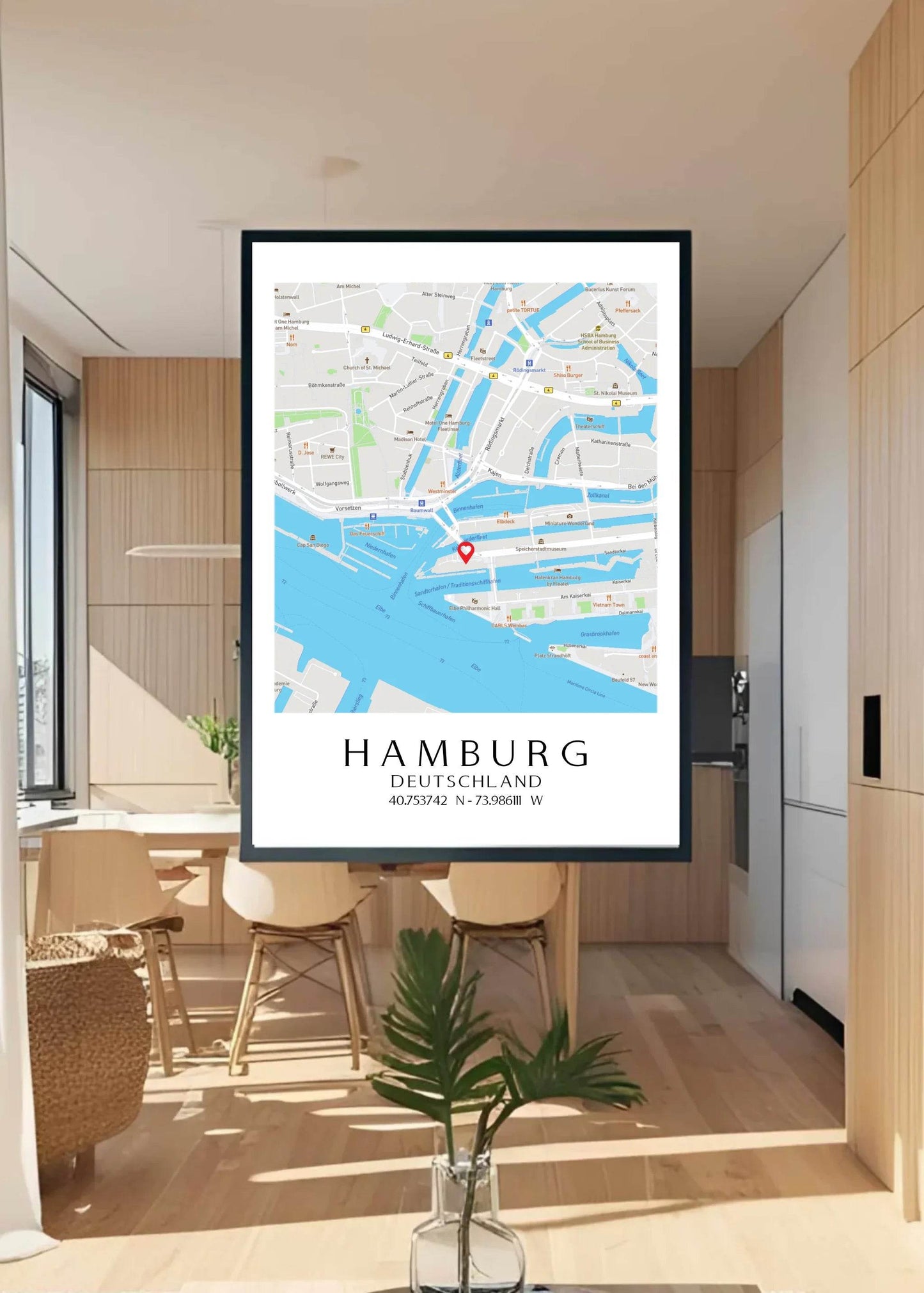 happy-prints.eu - Personalisierte Straßenkarte mit Stadt, Land und Koordinaten