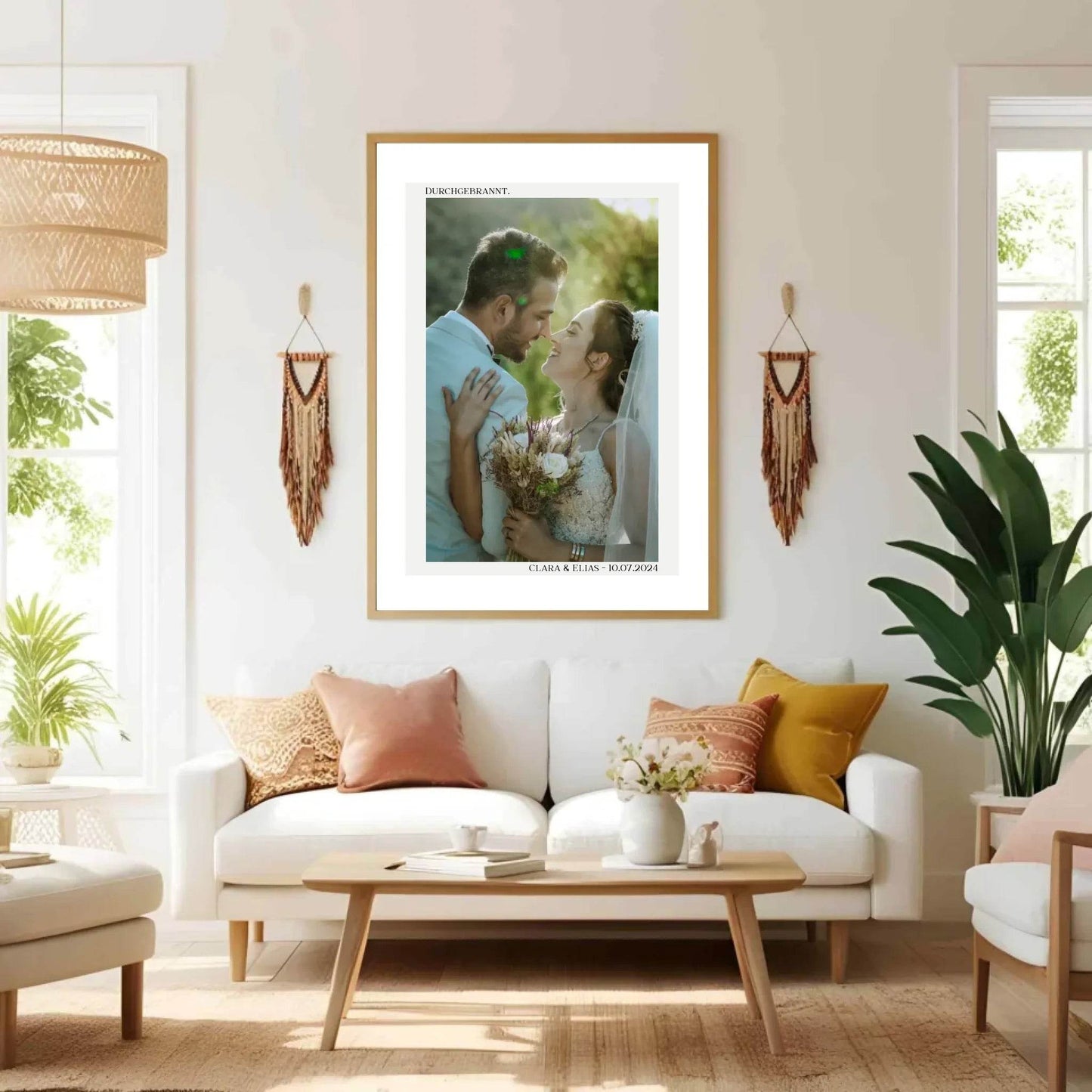 happy-prints.eu - Personalisiertes Poster zur Hochzeit - Durchgebrannt! - Minimalistisches Design mit Brautpaar