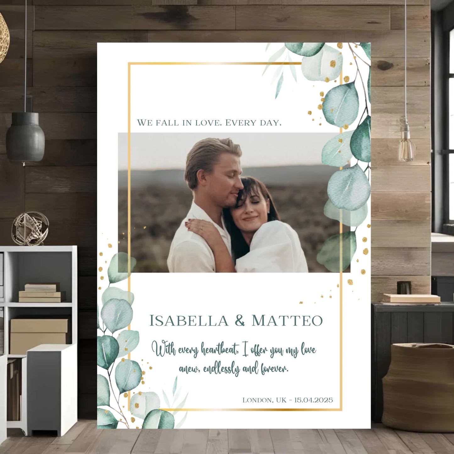 Personalisiertes Poster mit Liebespaar - mit Bild und Spruch - Text und Foto änderbar - Motiv Druck mit Premium Semi-Glossy Poster - halbglänzend auf nachhaltigem Papier halbglänzend
