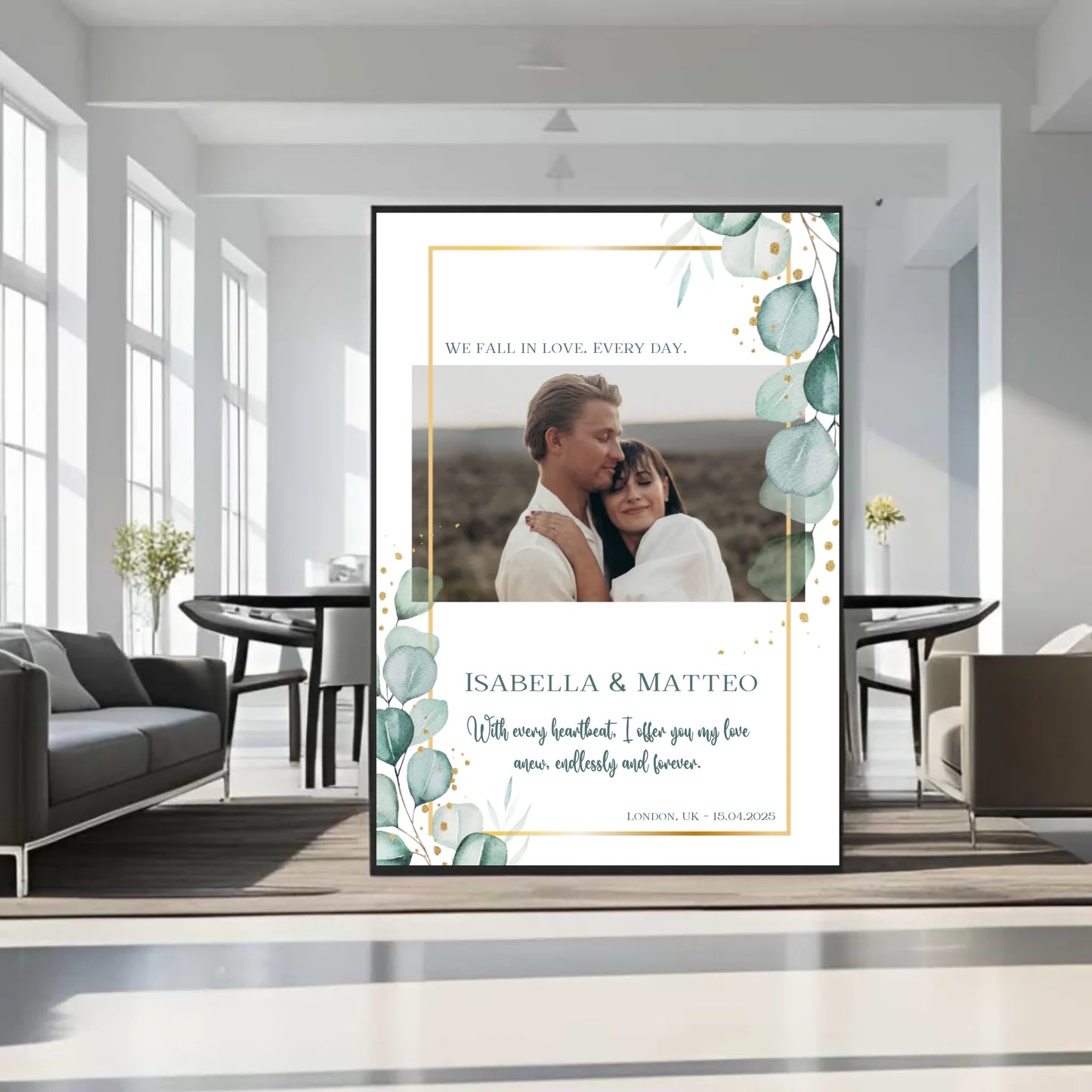 Personalisiertes Poster mit Liebespaar - mit Bild und Spruch - Text und Foto änderbar -