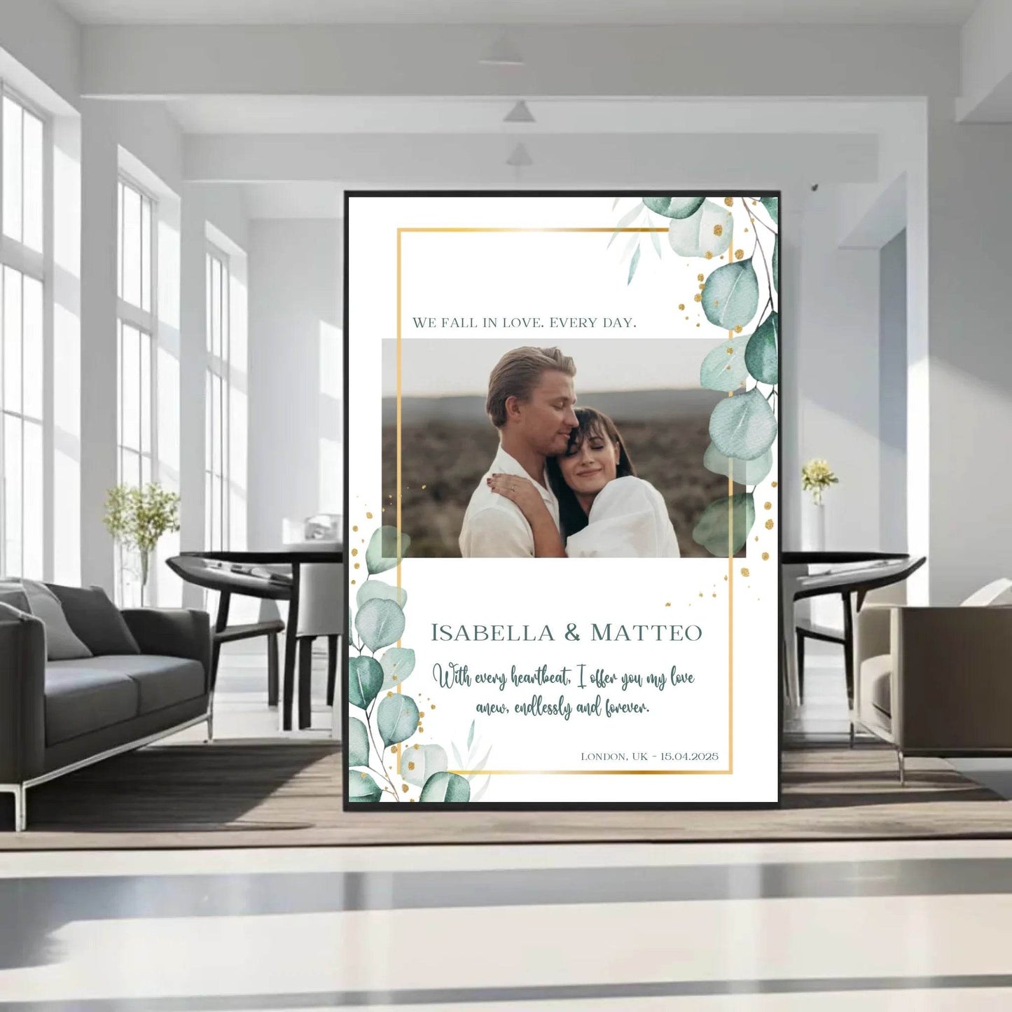 happy-prints.eu - Personalisiertes Poster mit Liebespaar - mit Bild und Spruch - Text und Foto änderbar
