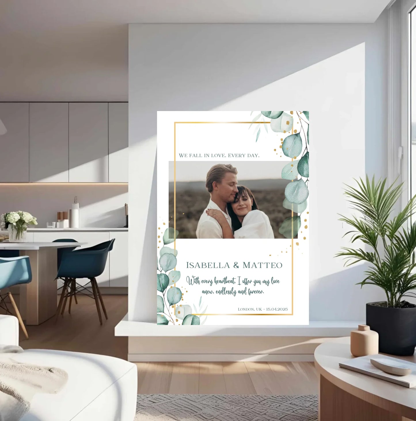 Personalisiertes Poster mit Liebespaar - mit Bild und Spruch - Text und Foto änderbar - Personalisierte Karte als digitale Datei PDF Druckerpapier
