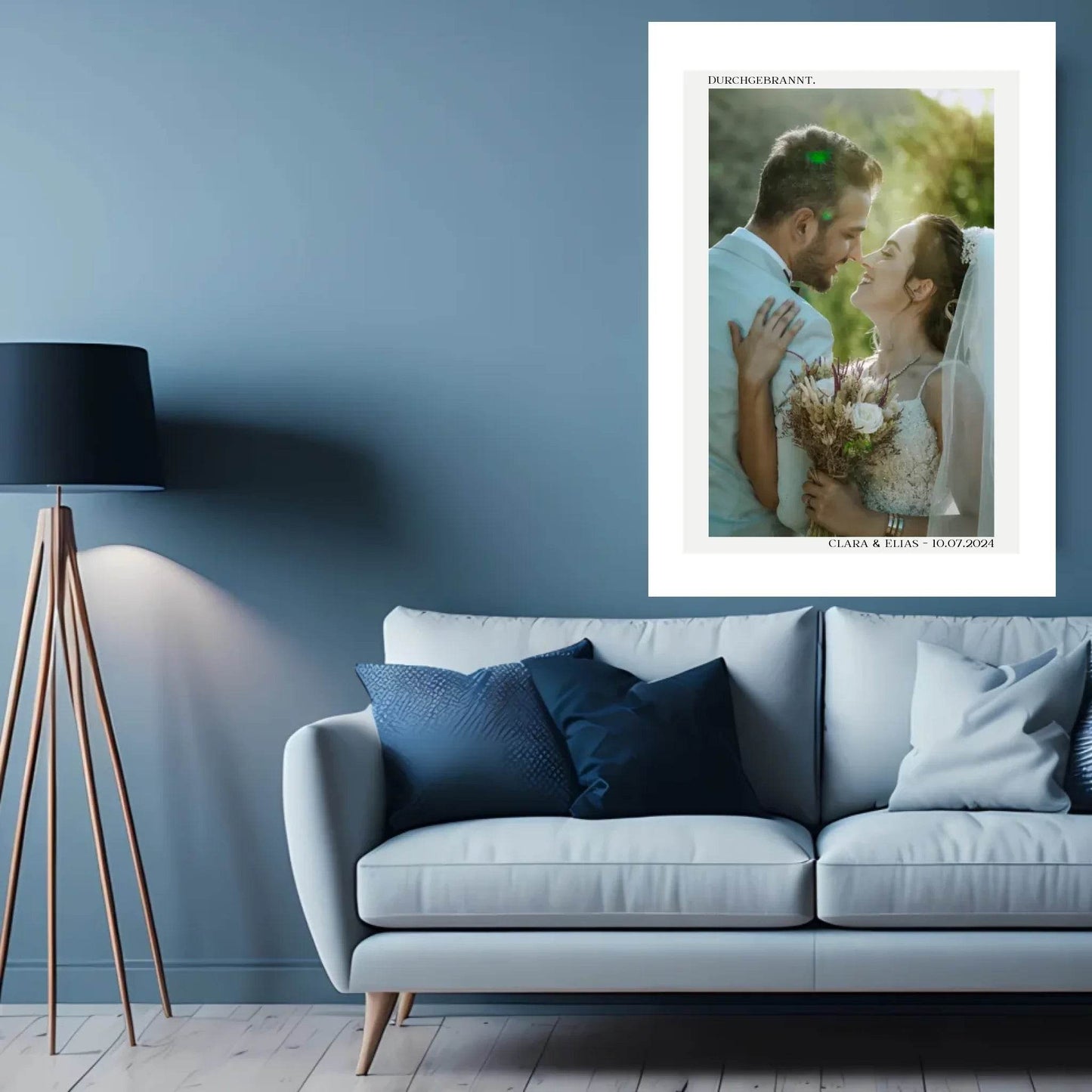 happy-prints.eu - Personalisiertes Poster zur Hochzeit - Durchgebrannt! - Minimalistisches Design mit Brautpaar