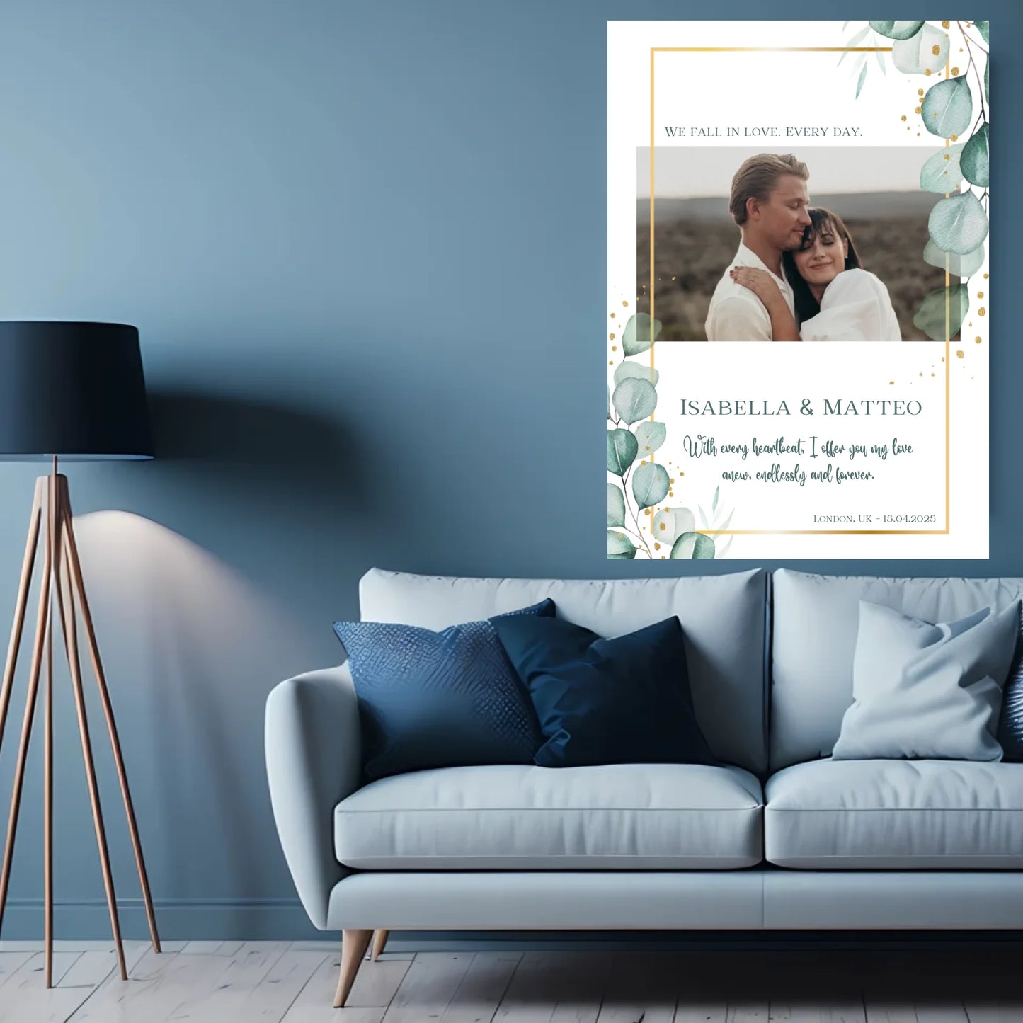 Personalisiertes Poster mit Liebespaar - mit Bild und Spruch - Text und Foto änderbar -