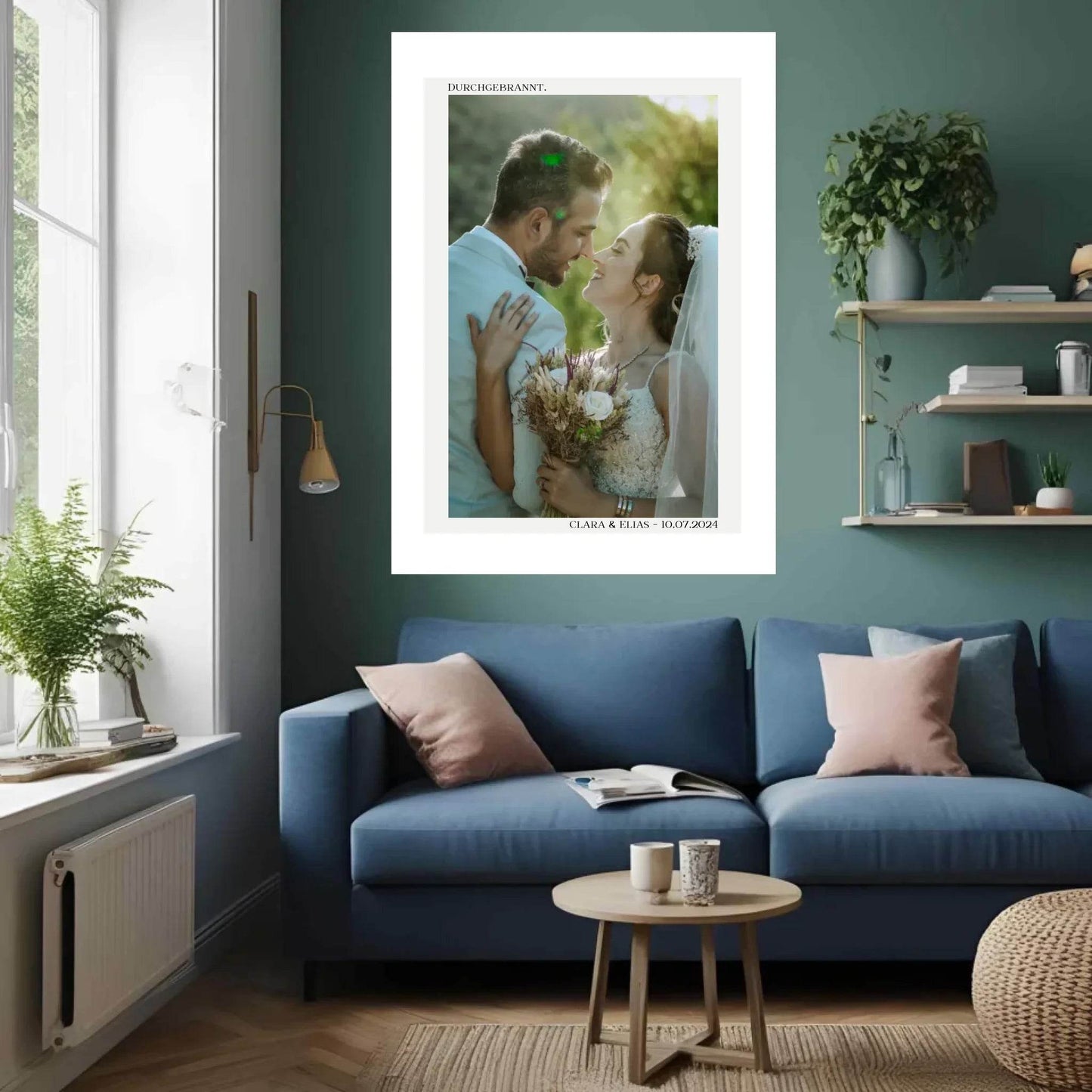 happy-prints.eu - Personalisiertes Poster zur Hochzeit - Durchgebrannt! - Minimalistisches Design mit Brautpaar
