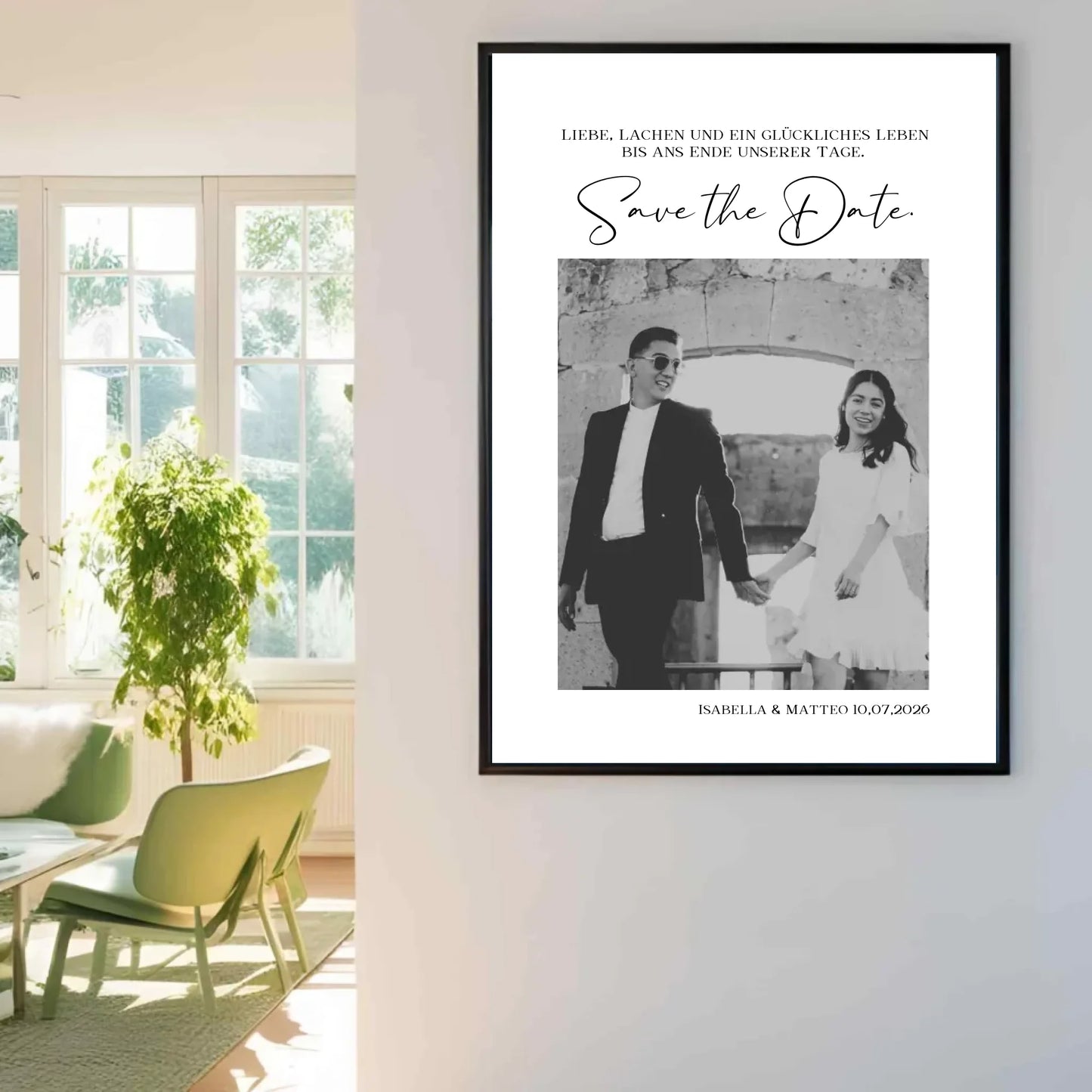 Personalisiertes Poster - Save the Date - Ankündigung der Hochzeit mit Bild und Text -