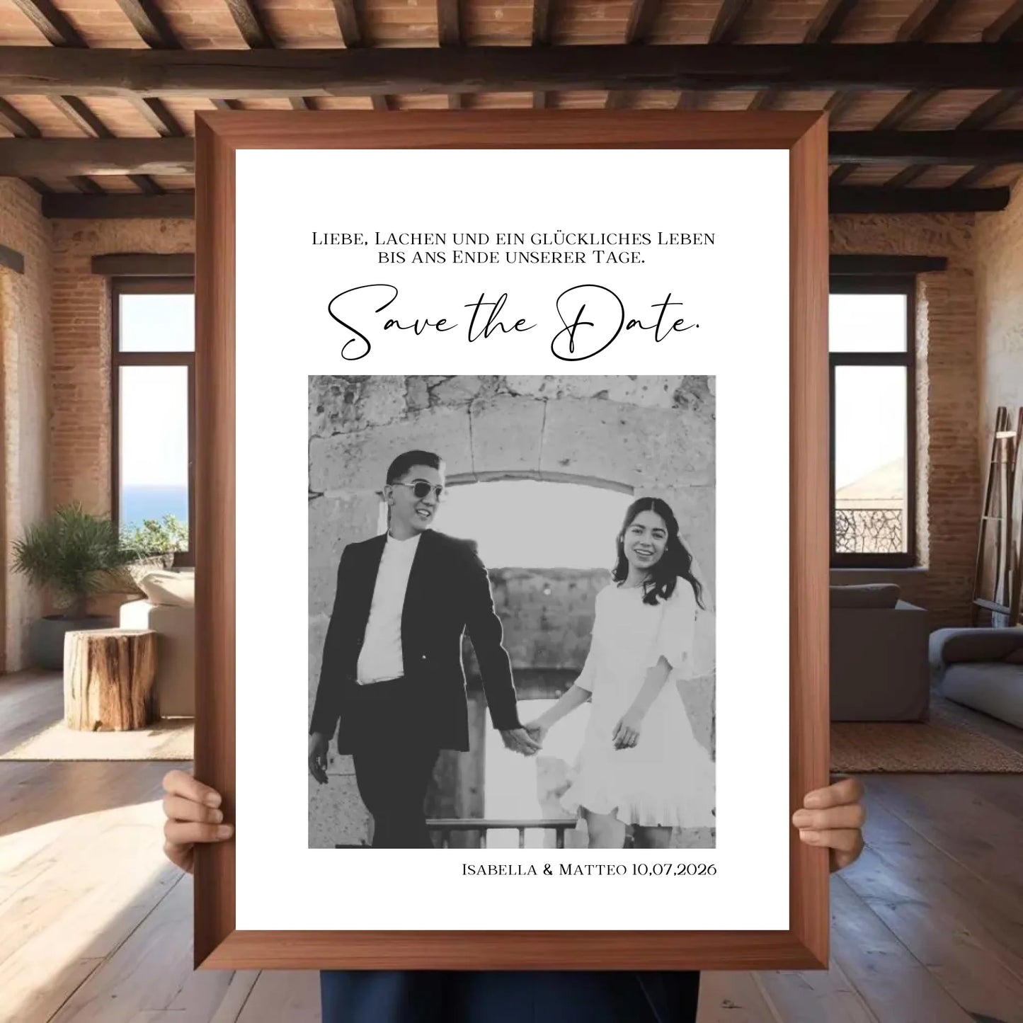 Personalisiertes Poster - Save the Date - Ankündigung der Hochzeit mit Bild und Text -