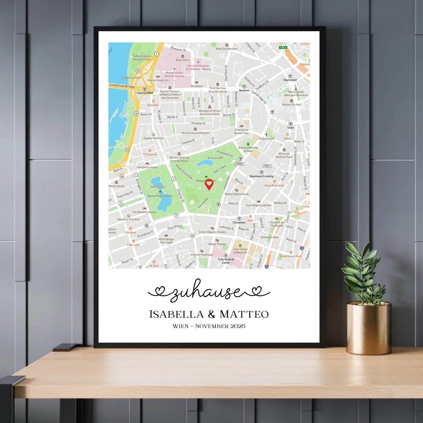 happy-prints.eu - Personalisierte Straßenkarte mit schöner Überschrift, Namen und Ort