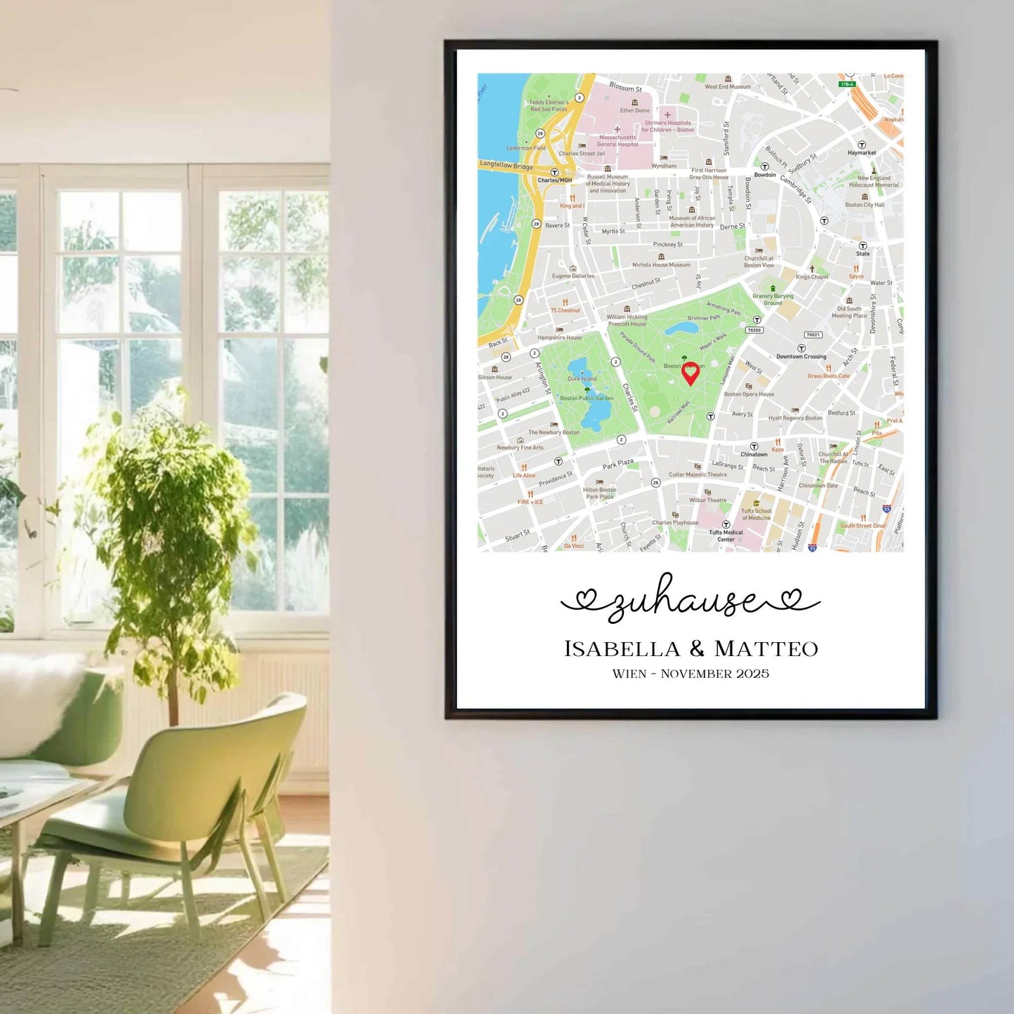 happy-prints.eu - Personalisierte Straßenkarte mit schöner Überschrift, Namen und Ort