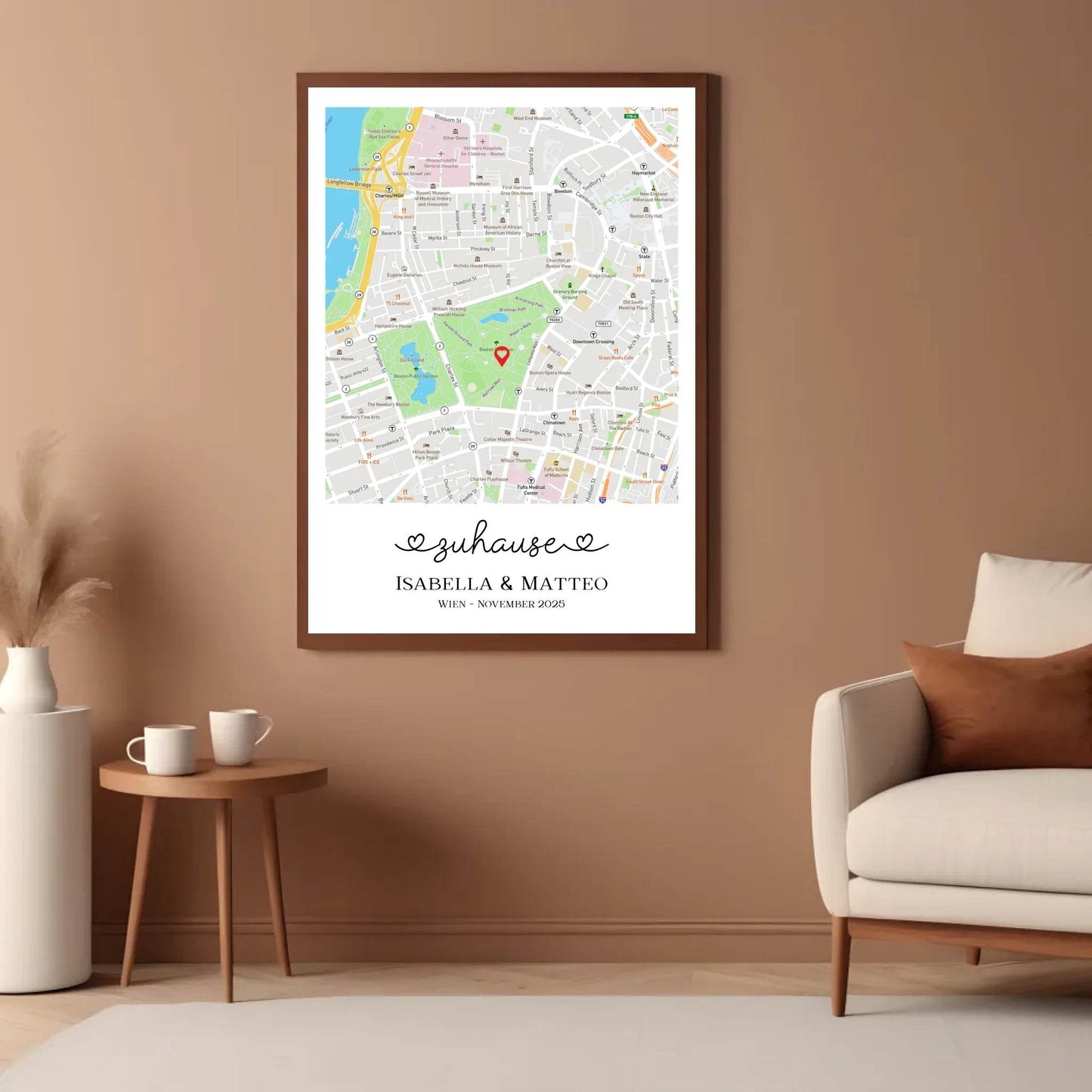 happy-prints.eu - Personalisierte Straßenkarte mit schöner Überschrift, Namen und Ort