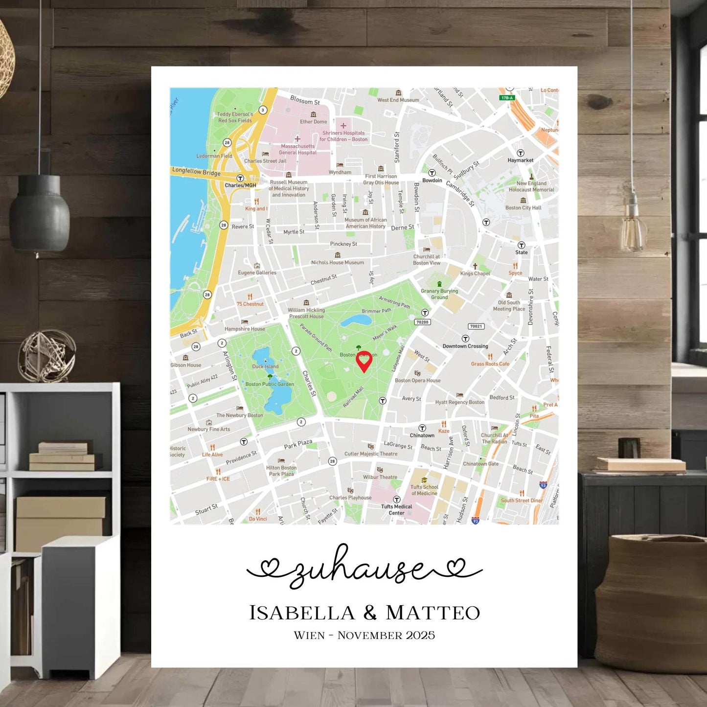 happy-prints.eu - Personalisierte Straßenkarte mit schöner Überschrift, Namen und Ort