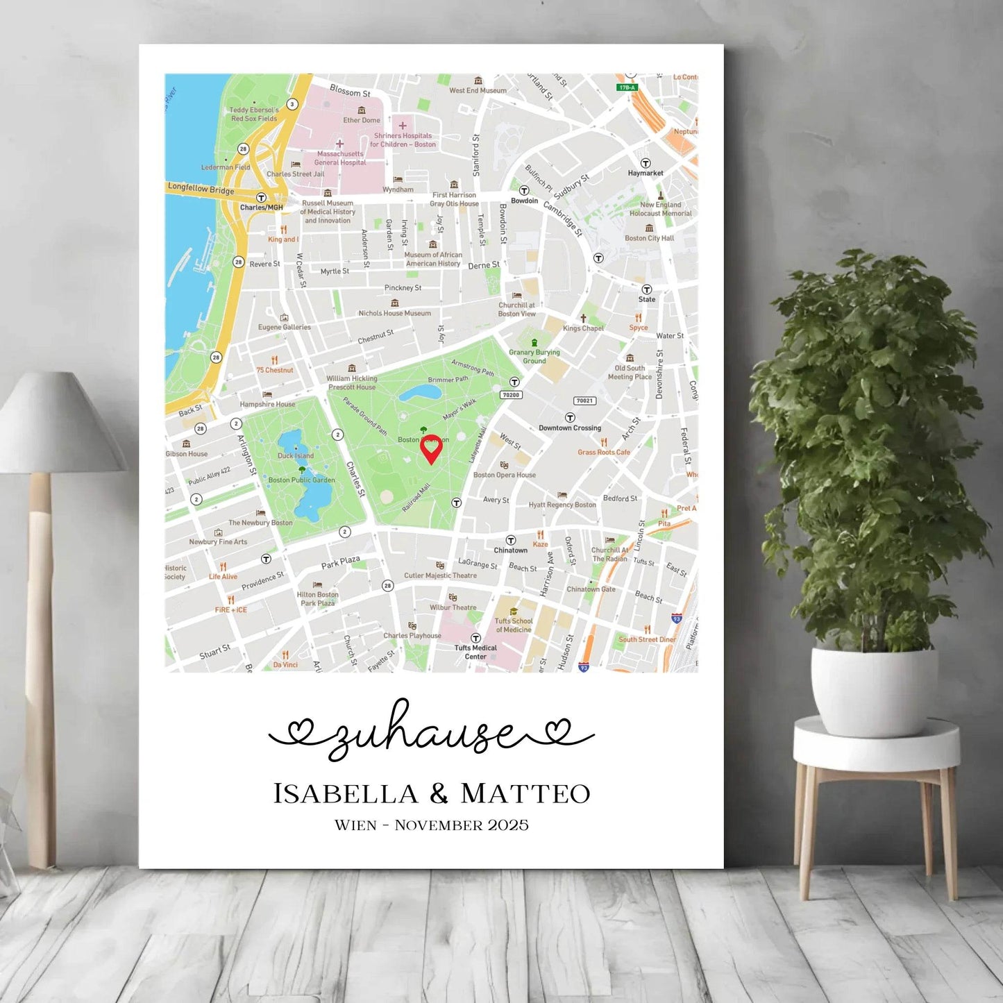 happy-prints.eu - Personalisierte Straßenkarte mit schöner Überschrift, Namen und Ort