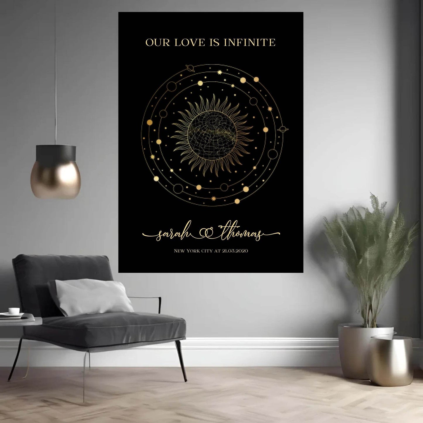 happy-prints.eu - Personalisierte Sternenkarte zur Hochzeit - Unsere Liebe ist grenzenlos
